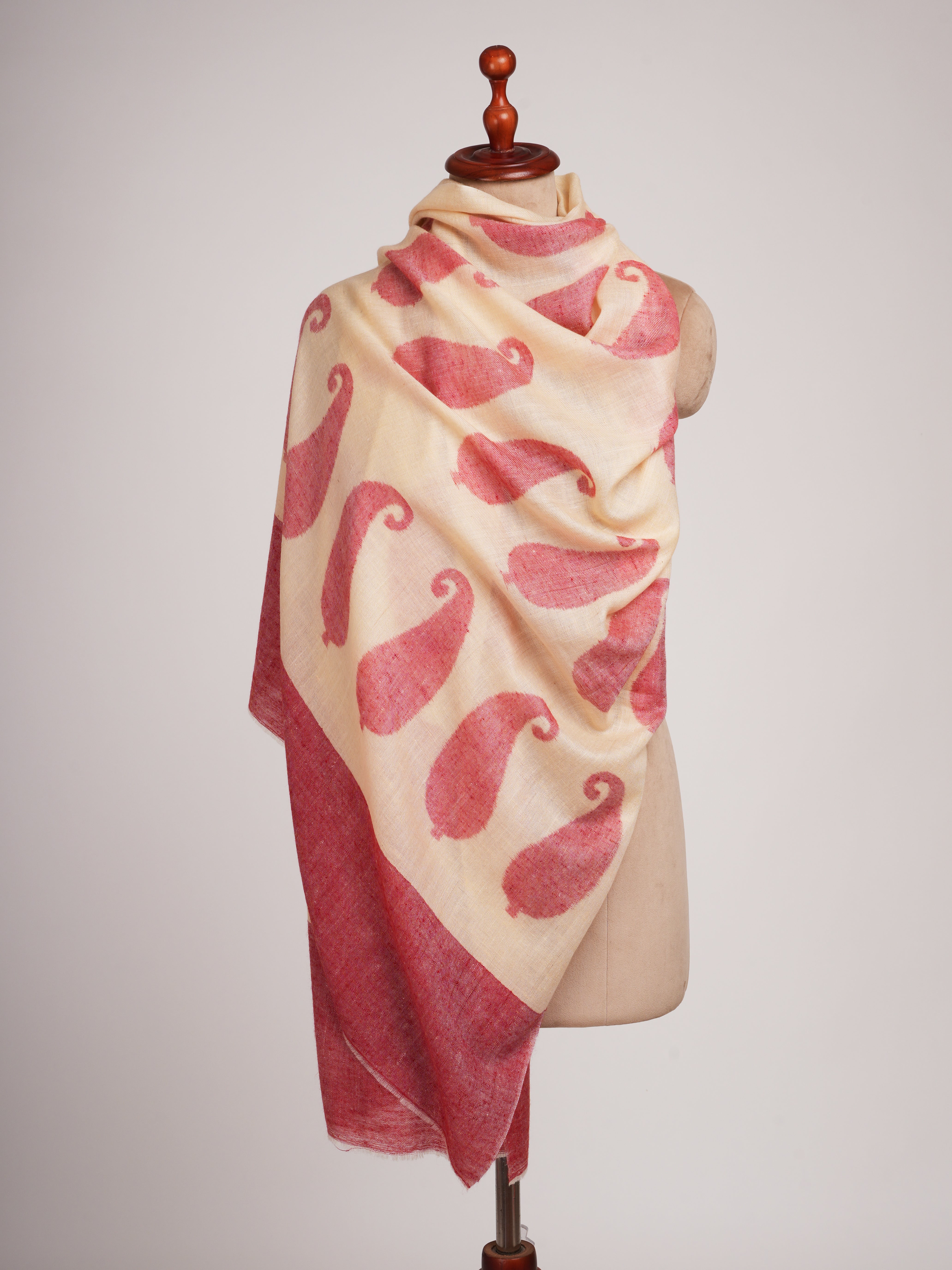 Ikat Paisley Handwoven Kashmiri Pashmina Shawl