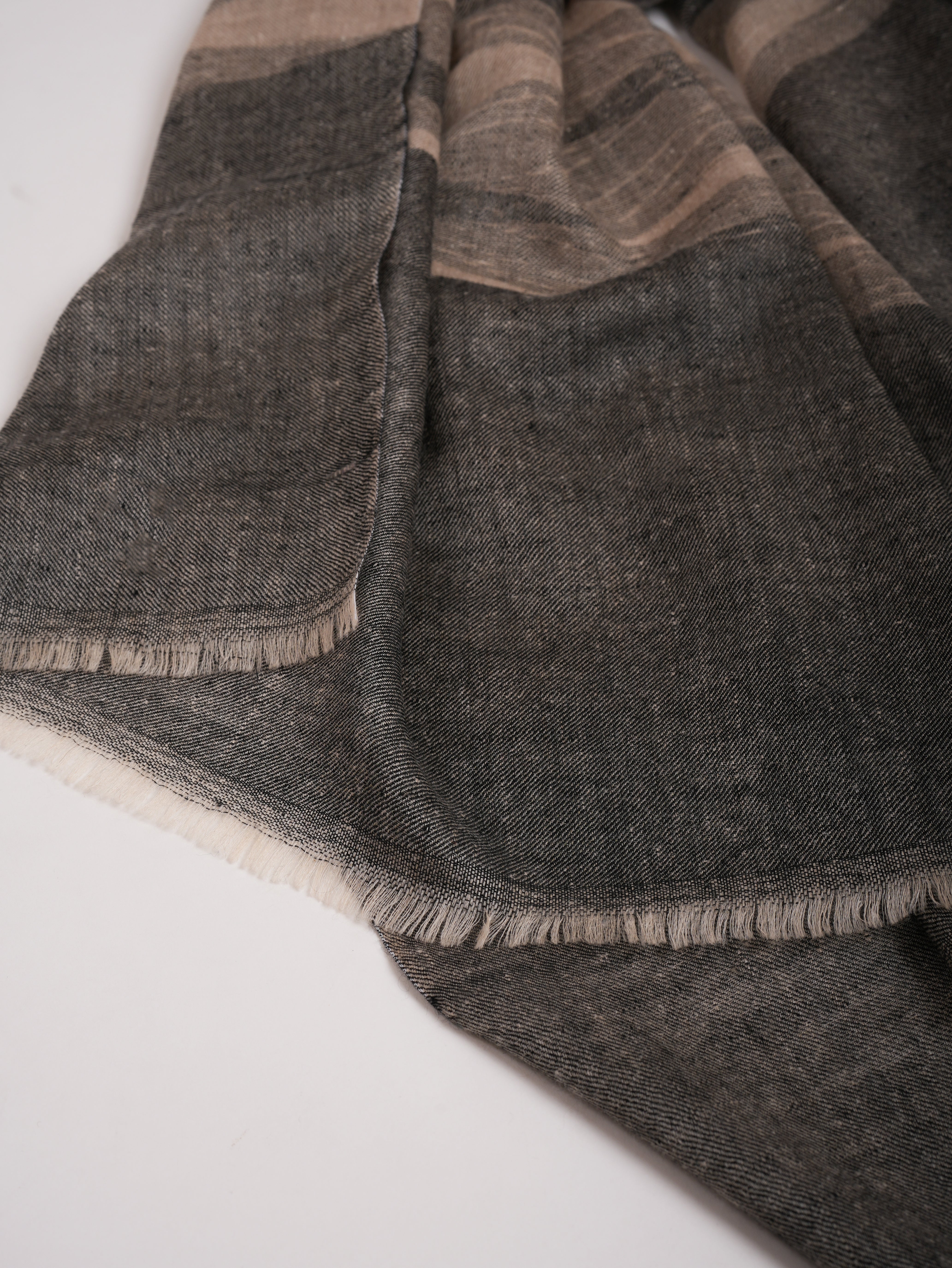 Black and Beige Lightweight Authentic Pashmina Shawl