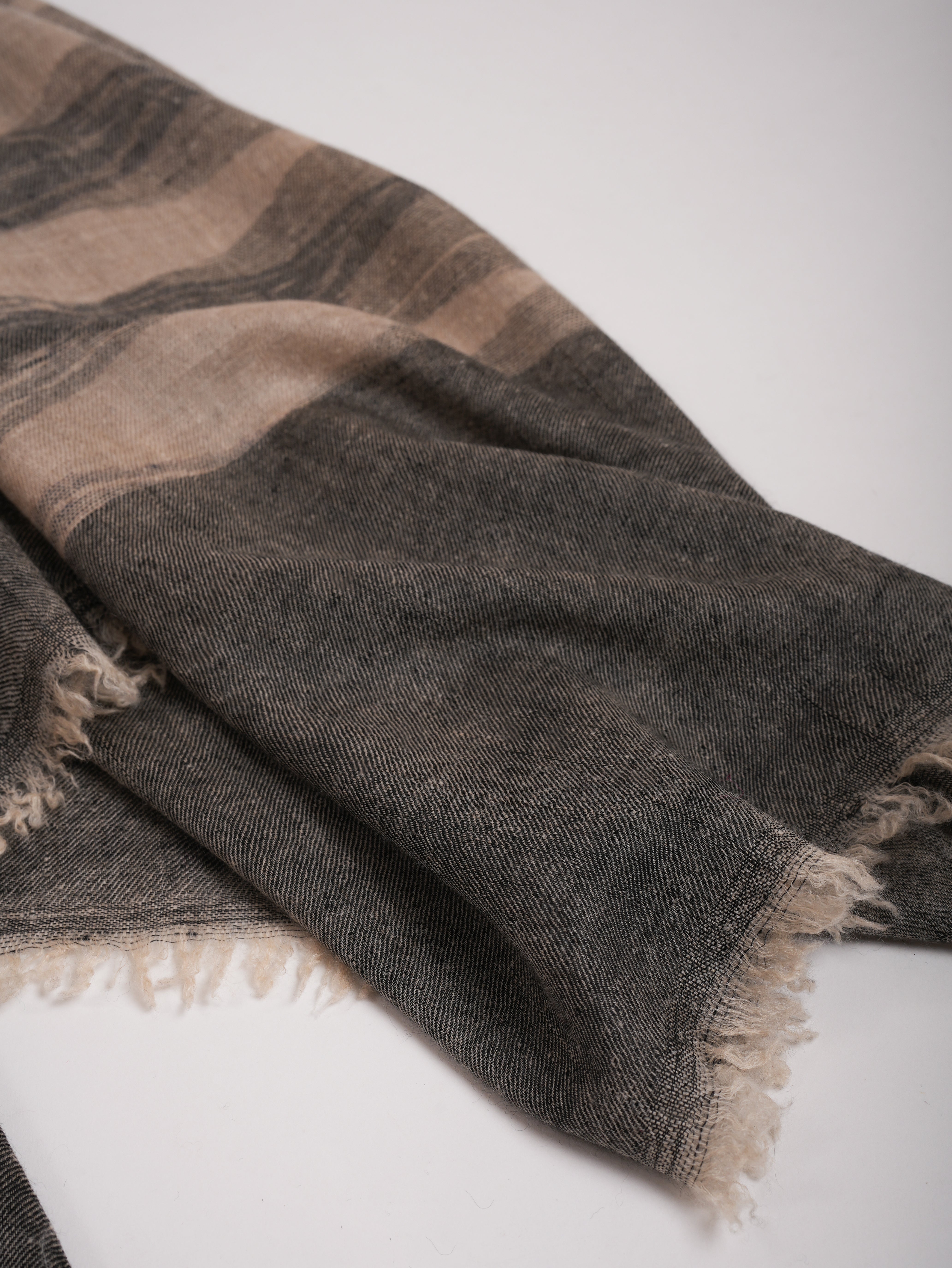 Black and Beige Lightweight Authentic Pashmina Shawl
