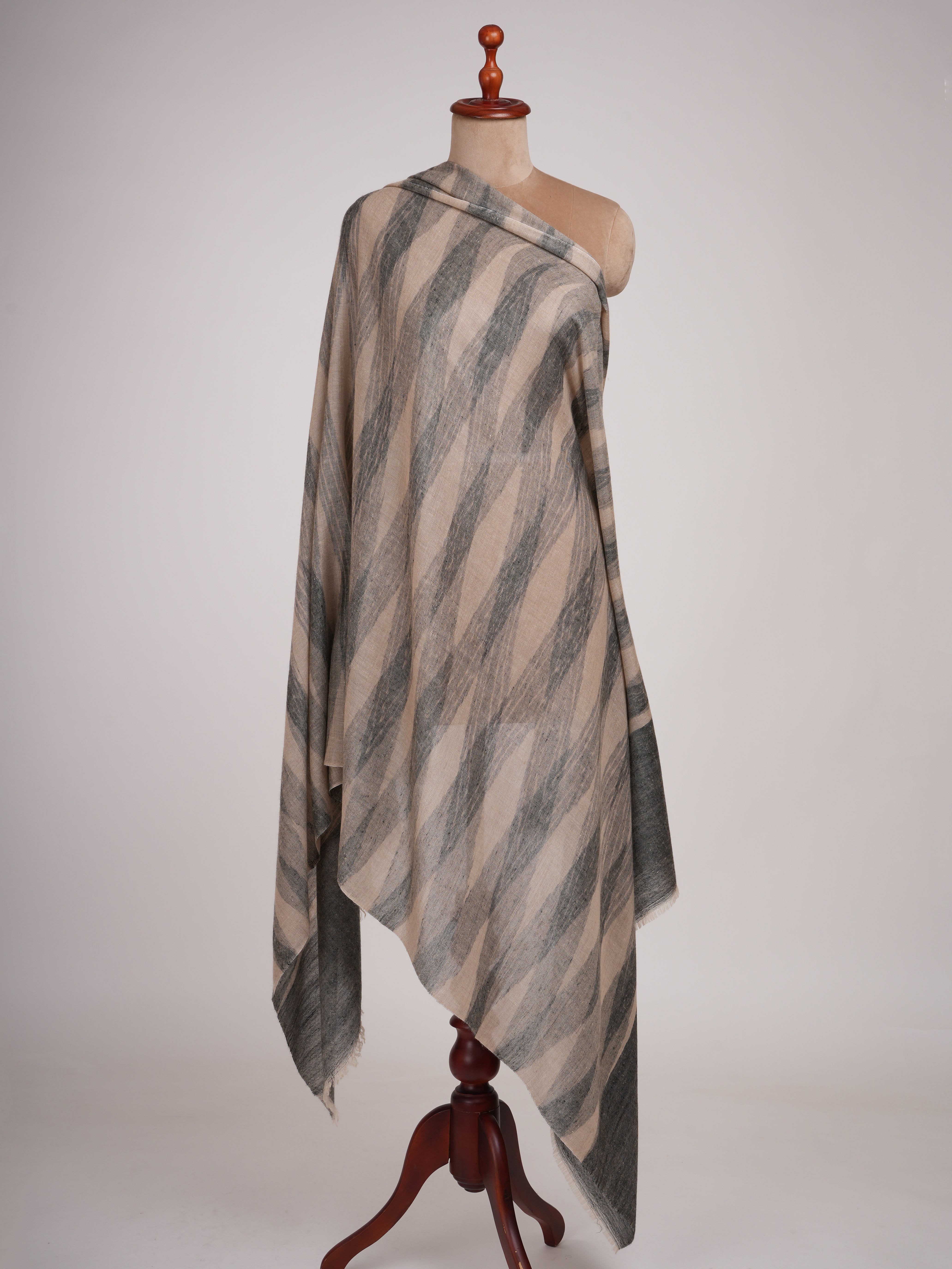 Black and Beige Lightweight Authentic Pashmina Shawl