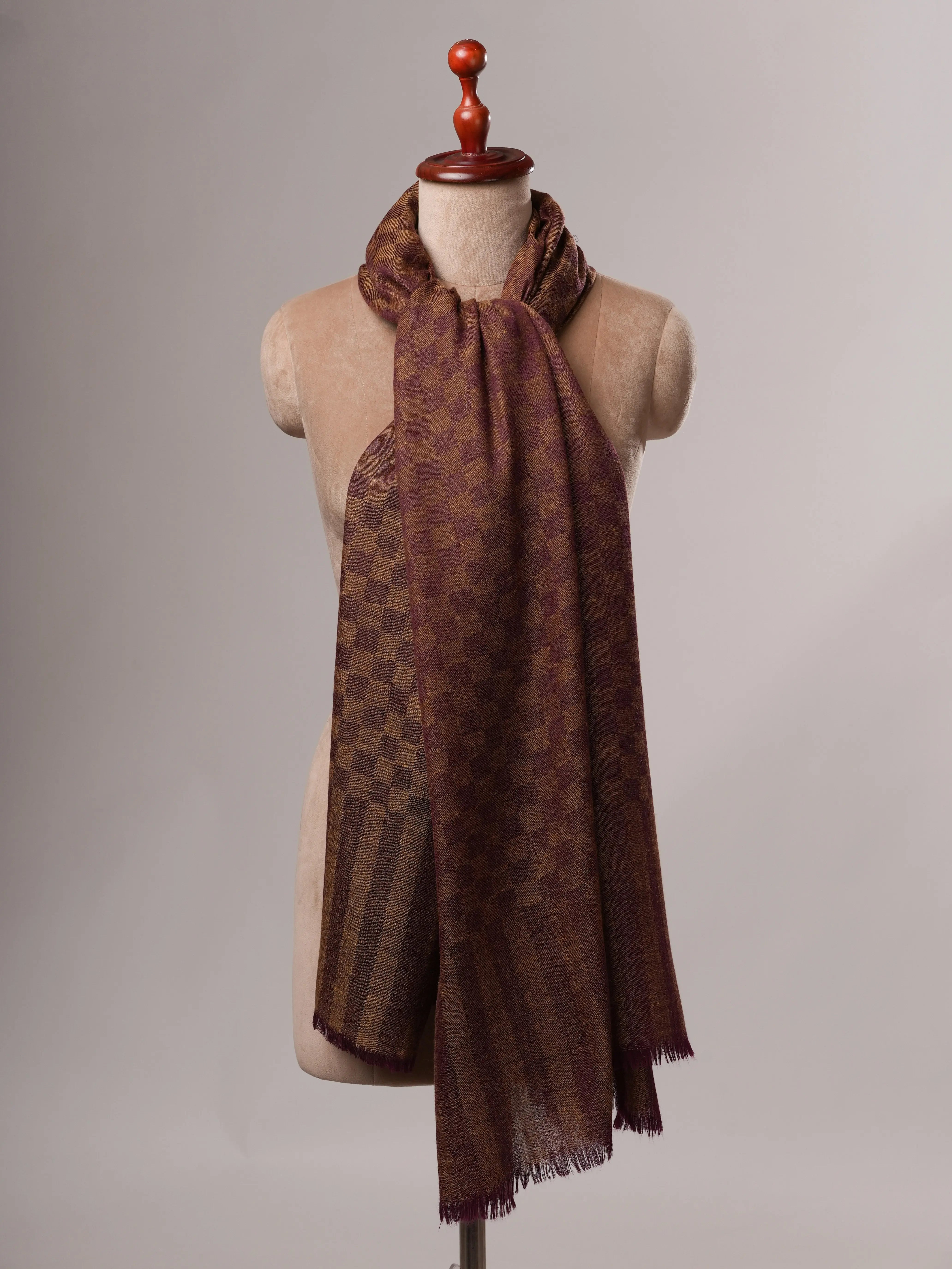 Two Tone Artisan Crafted Pure Pashmina Shawl Shahkaar