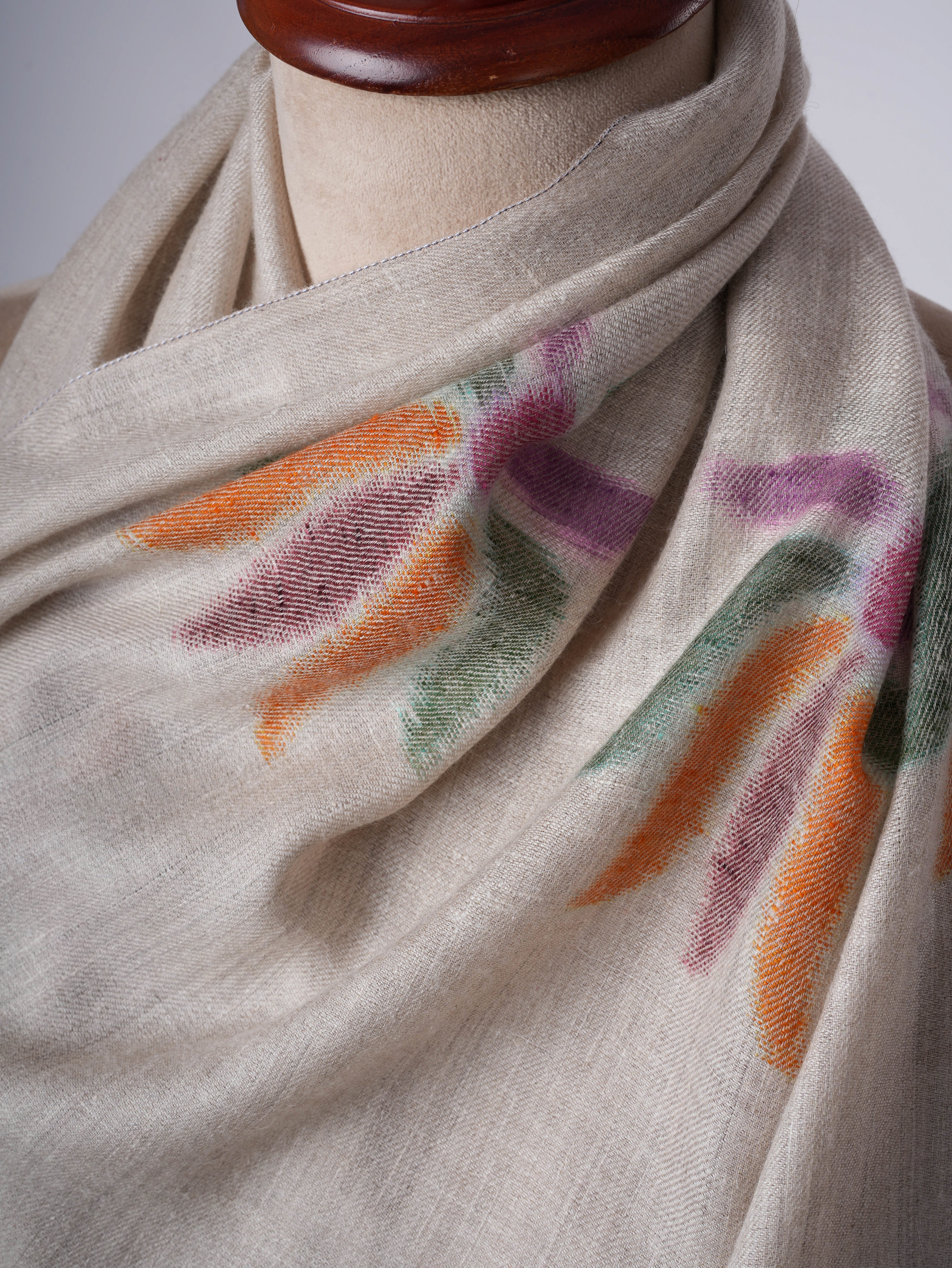 Lotus Flower Ikat Baby Soft Pure Cashmere Scarf – Handwoven Authentic