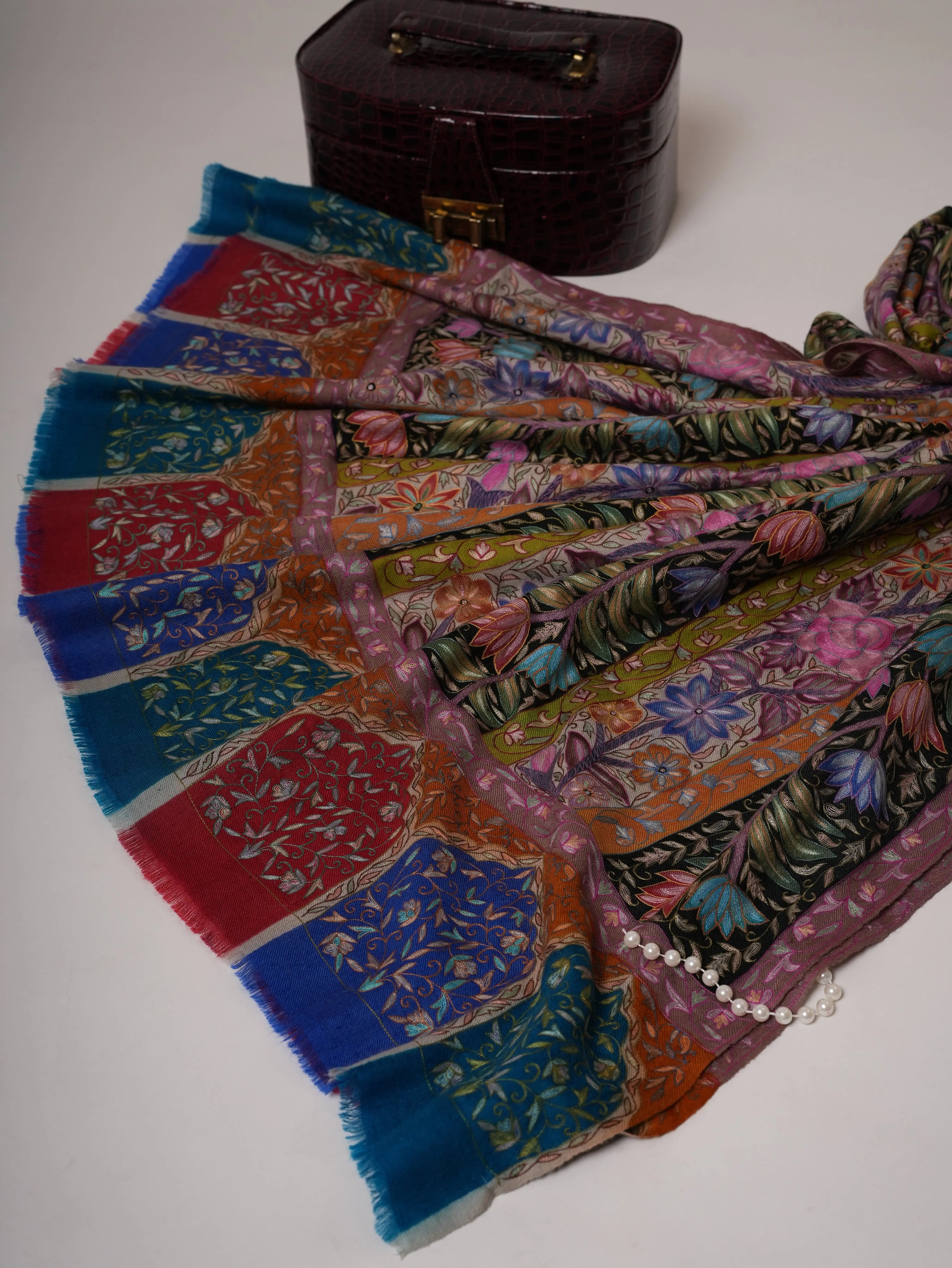 Handpainted Kalamkari Handwoven Pashmina Shawl Shahkaar