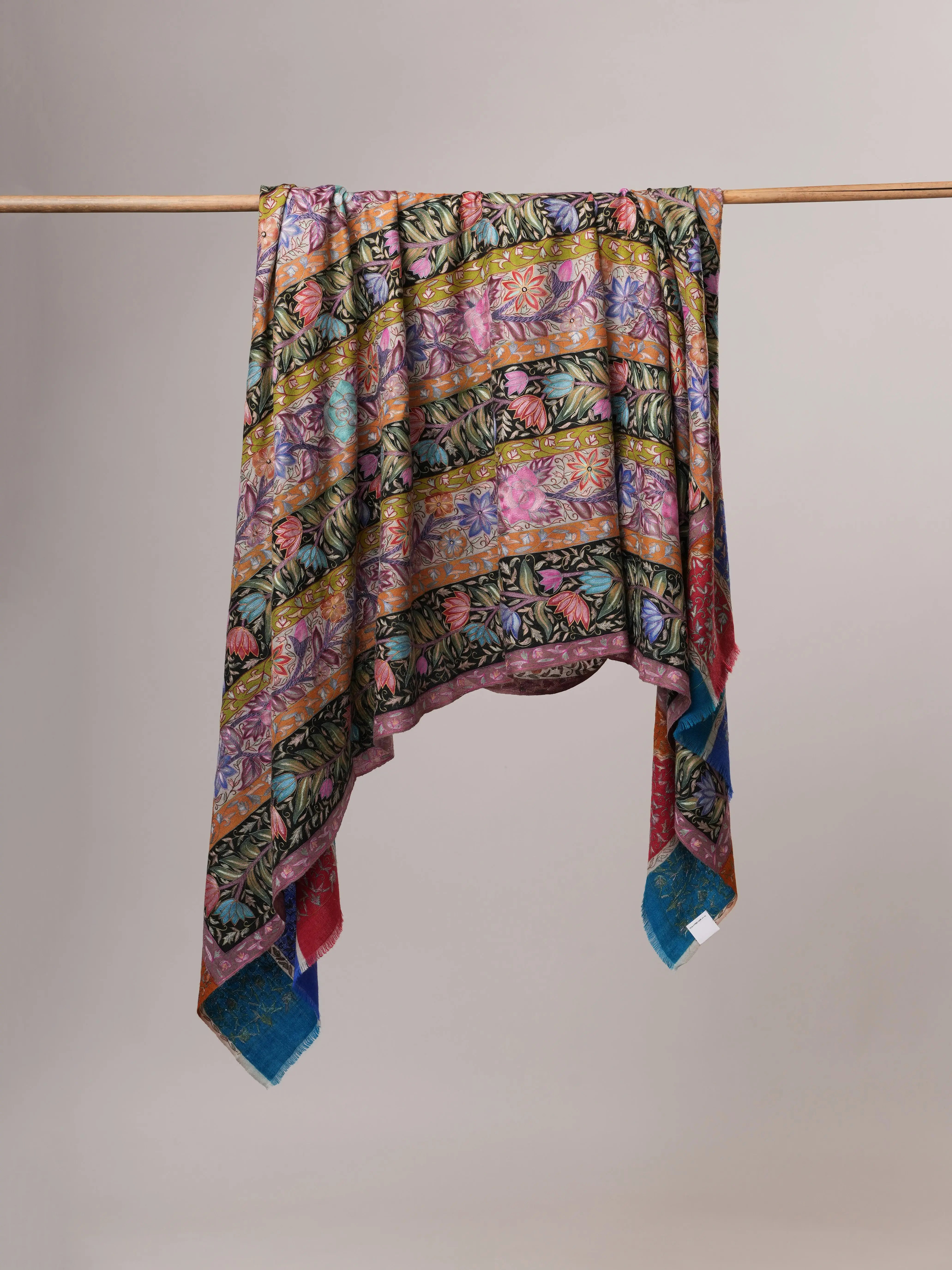 Handpainted Kalamkari Handwoven Pashmina Shawl Shahkaar