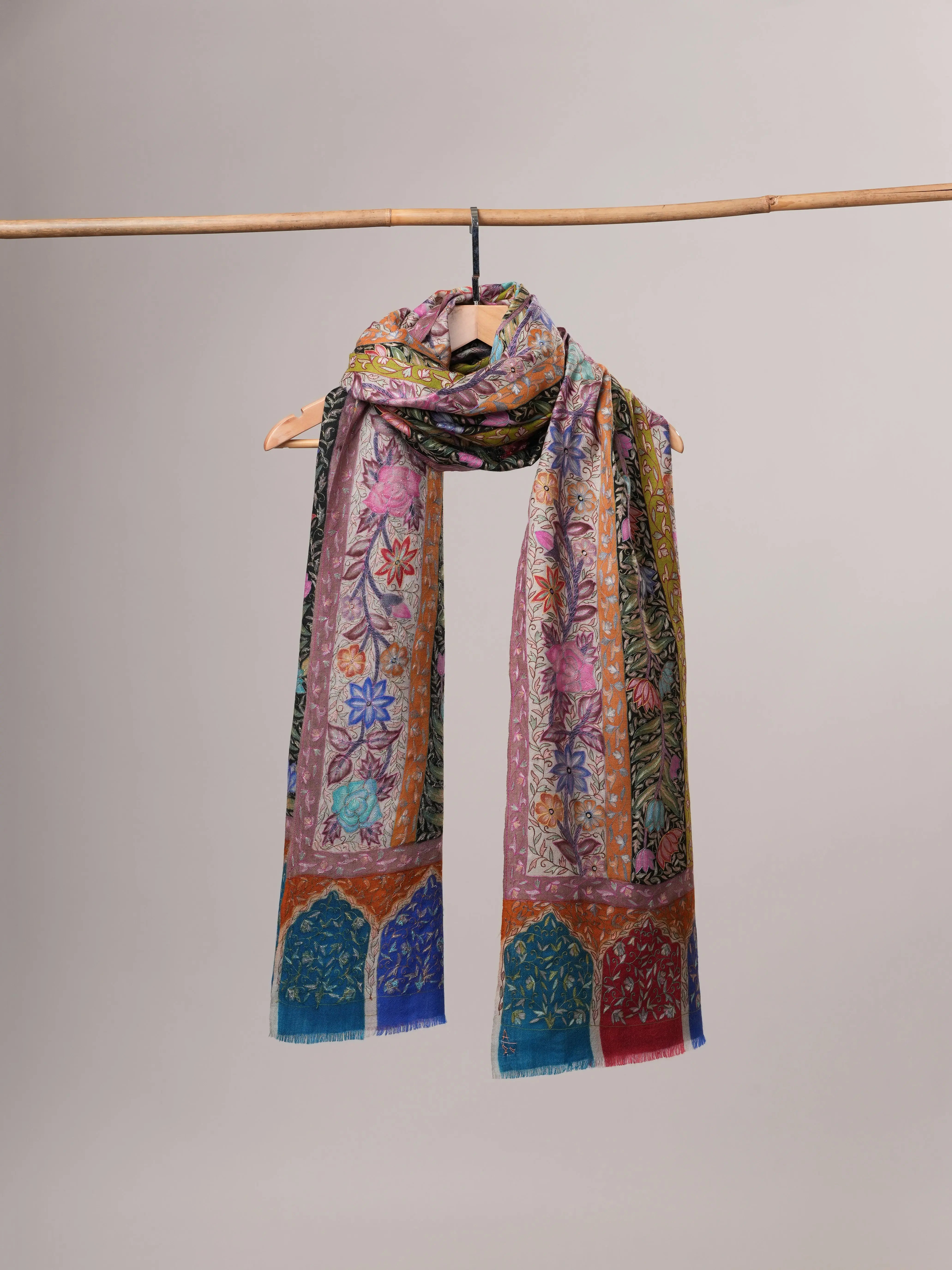 Handpainted Kalamkari Handwoven Pashmina Shawl Shahkaar