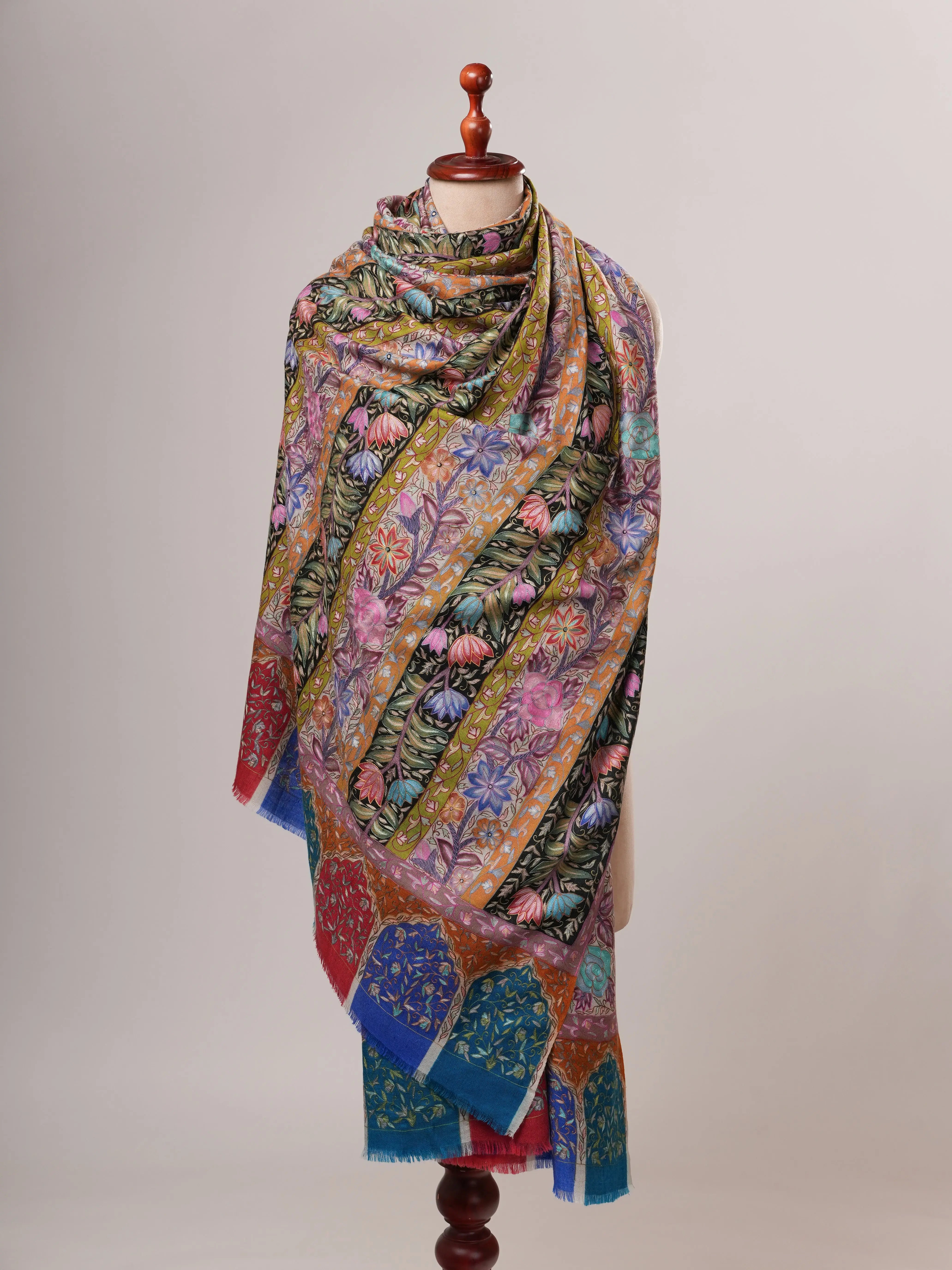 Handpainted Kalamkari Handwoven Pashmina Shawl Shahkaar