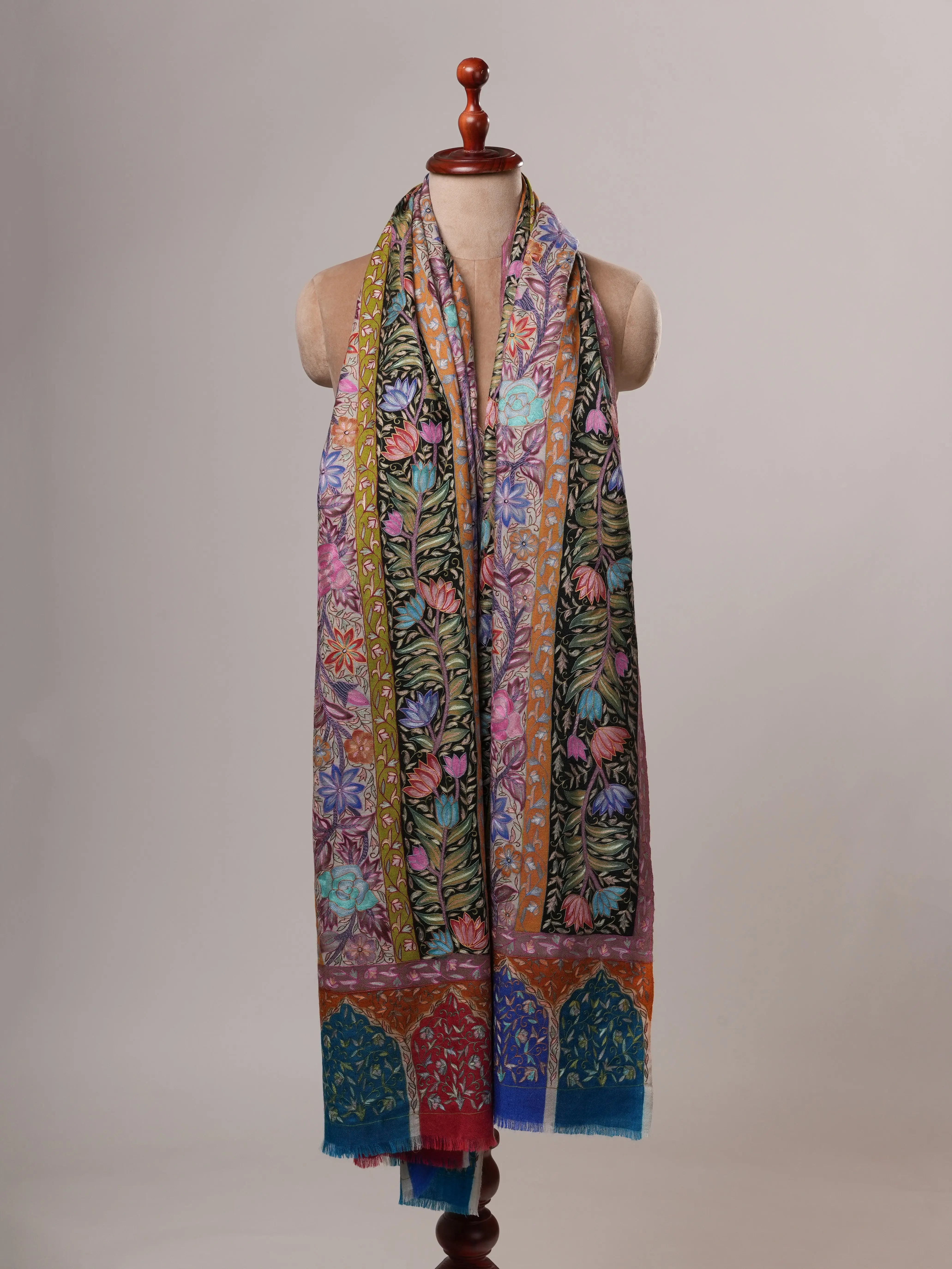 Handpainted Kalamkari Handwoven Pashmina Shawl Shahkaar