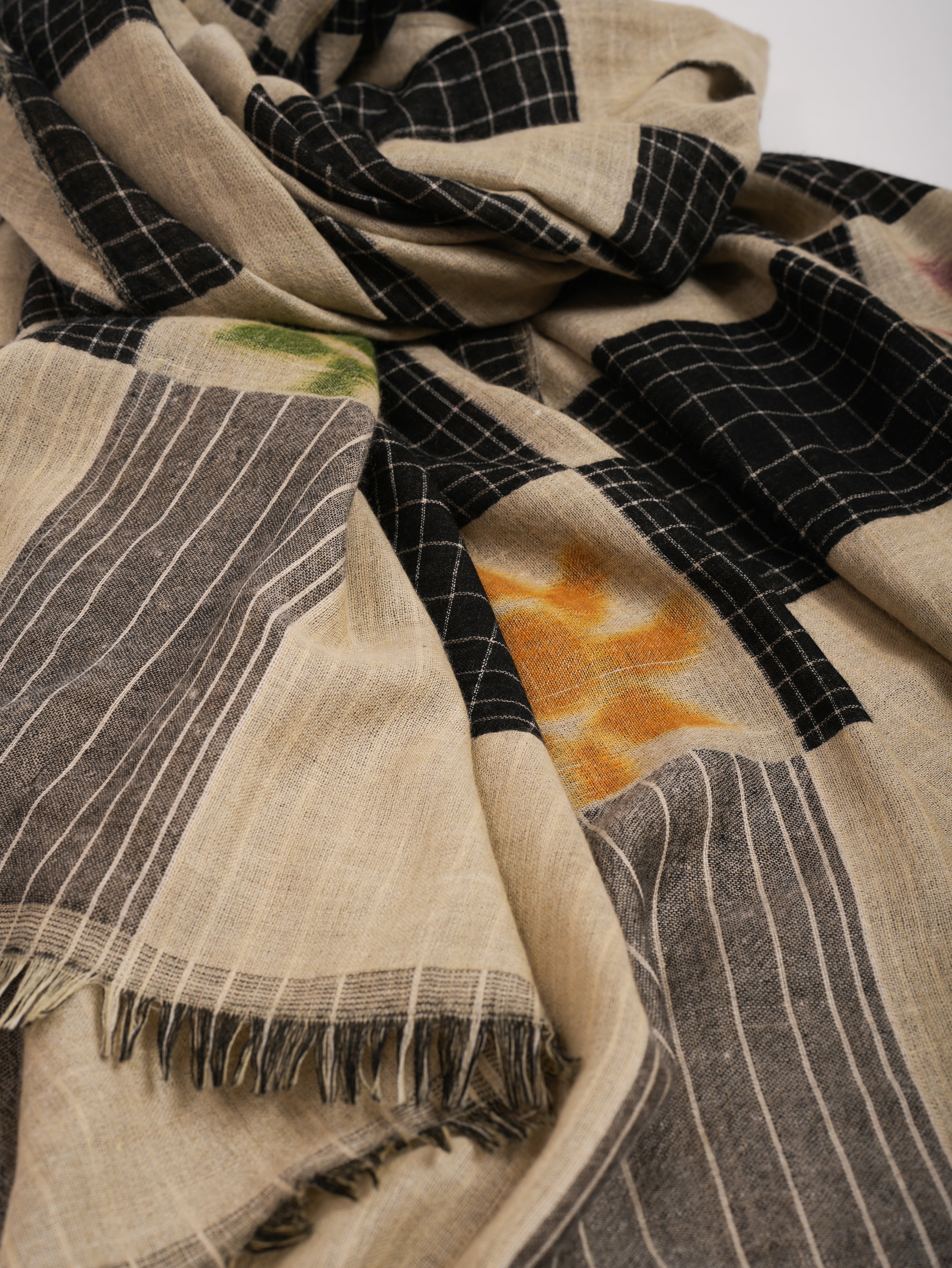 Handwoven Dorukha Dualshade Ikat Indian Shawl Shahkaar