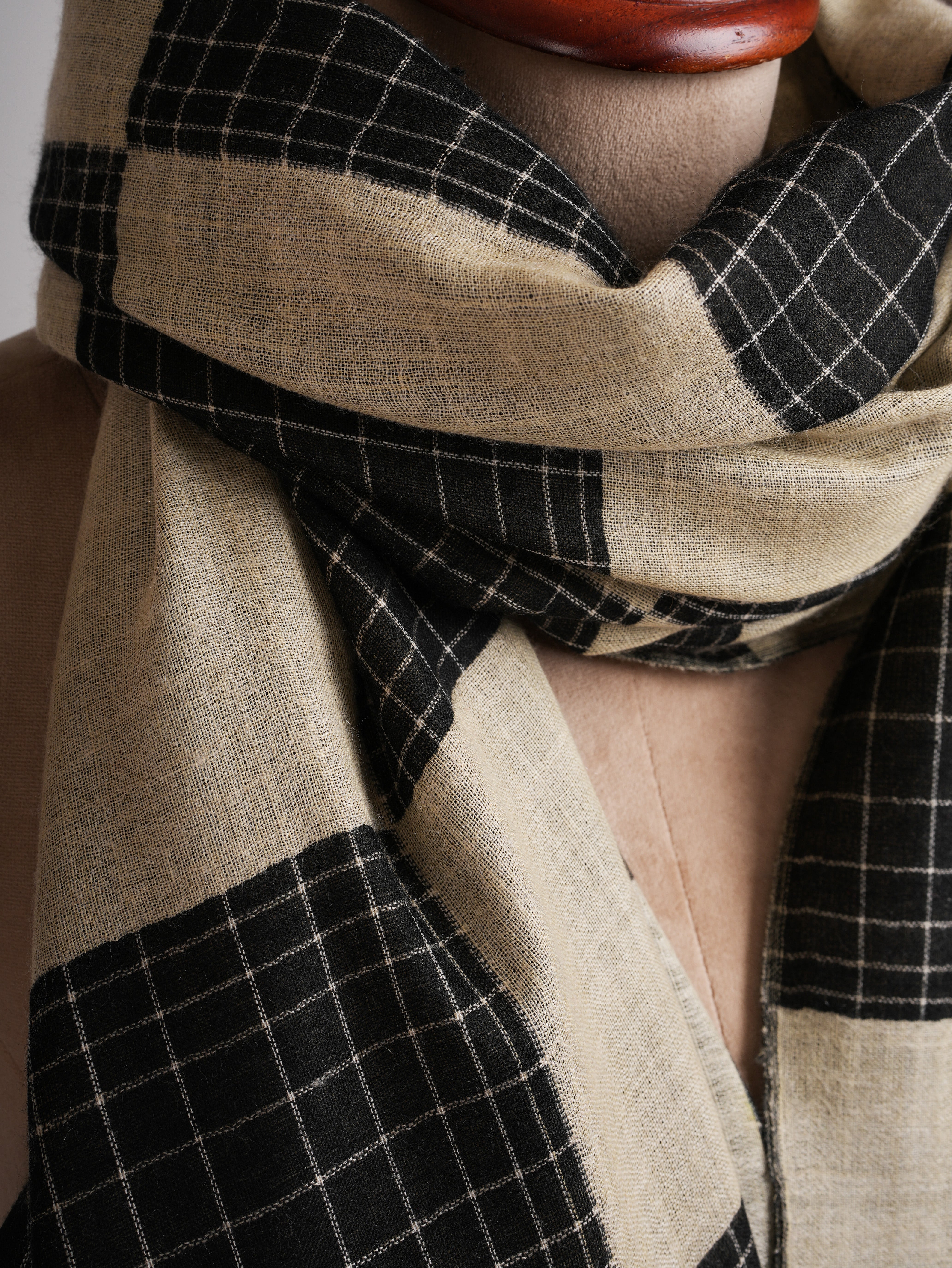 Handwoven Dorukha Dualshade Ikat Indian Shawl Shahkaar