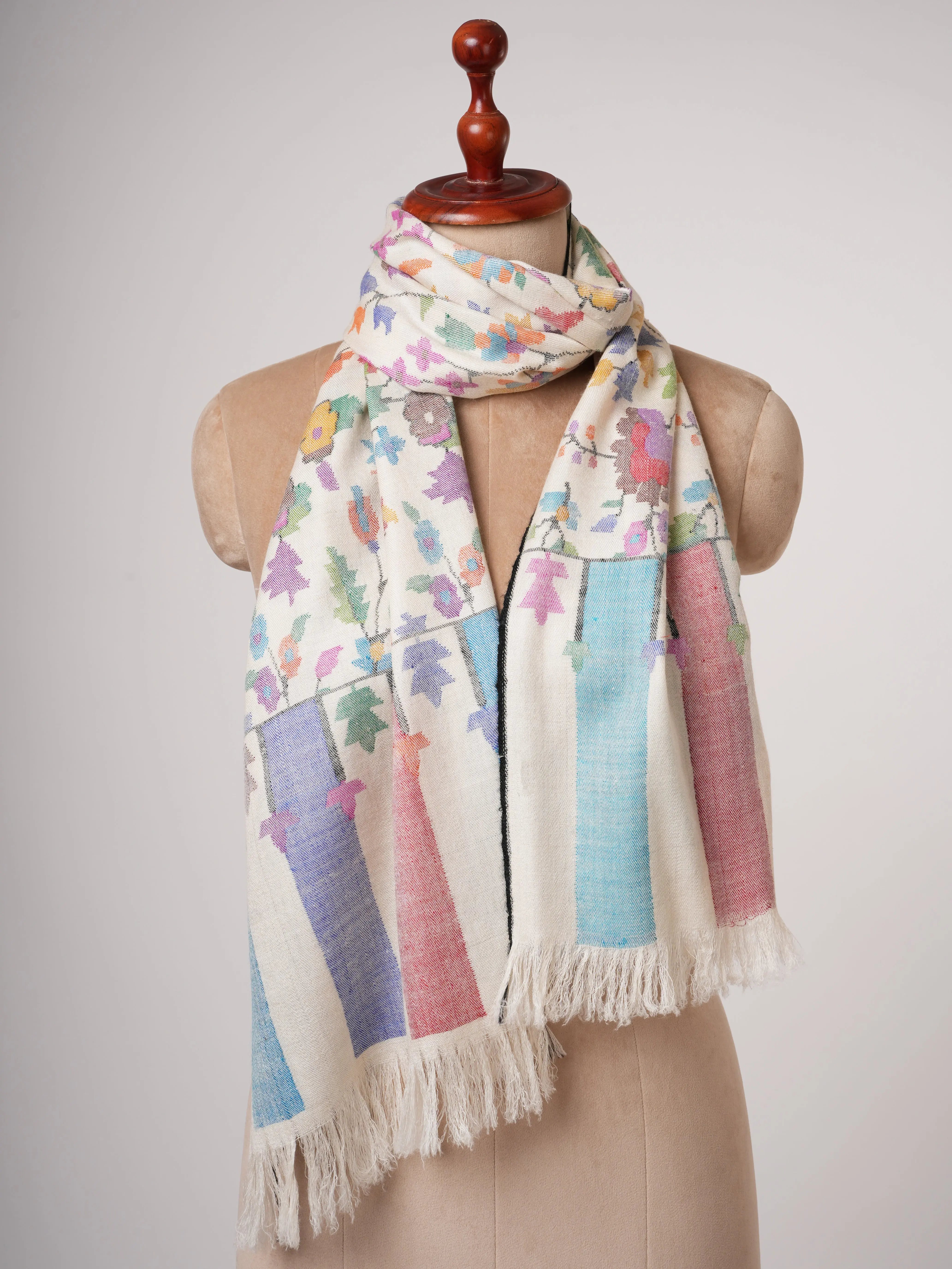 Artisan Crafted Indian Kani Handloomed Pashmina Scarf Shahkaar