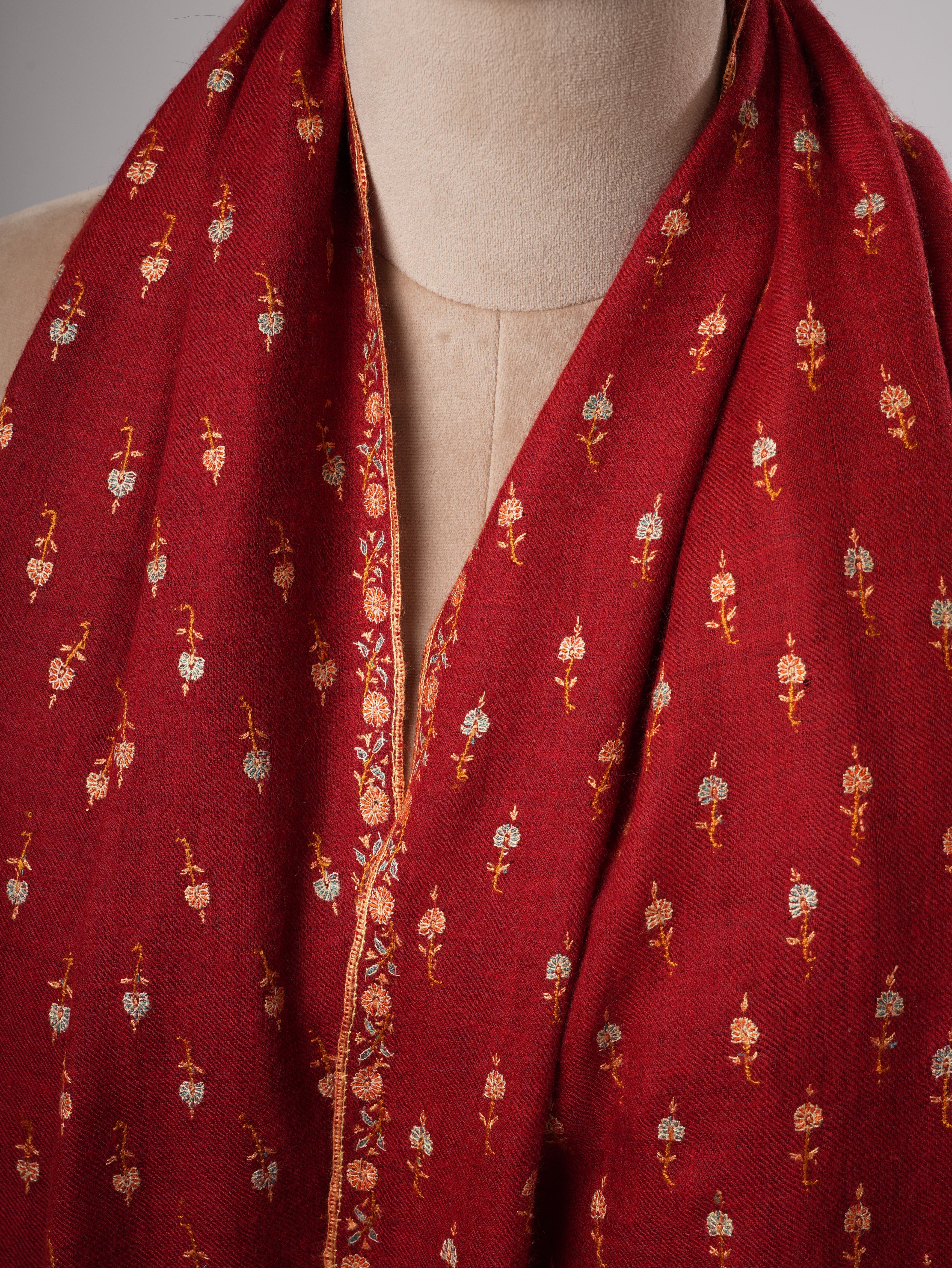 Machie Buteh Embroidered Soft Shahkaar Pashmina Shawl Shahkaar