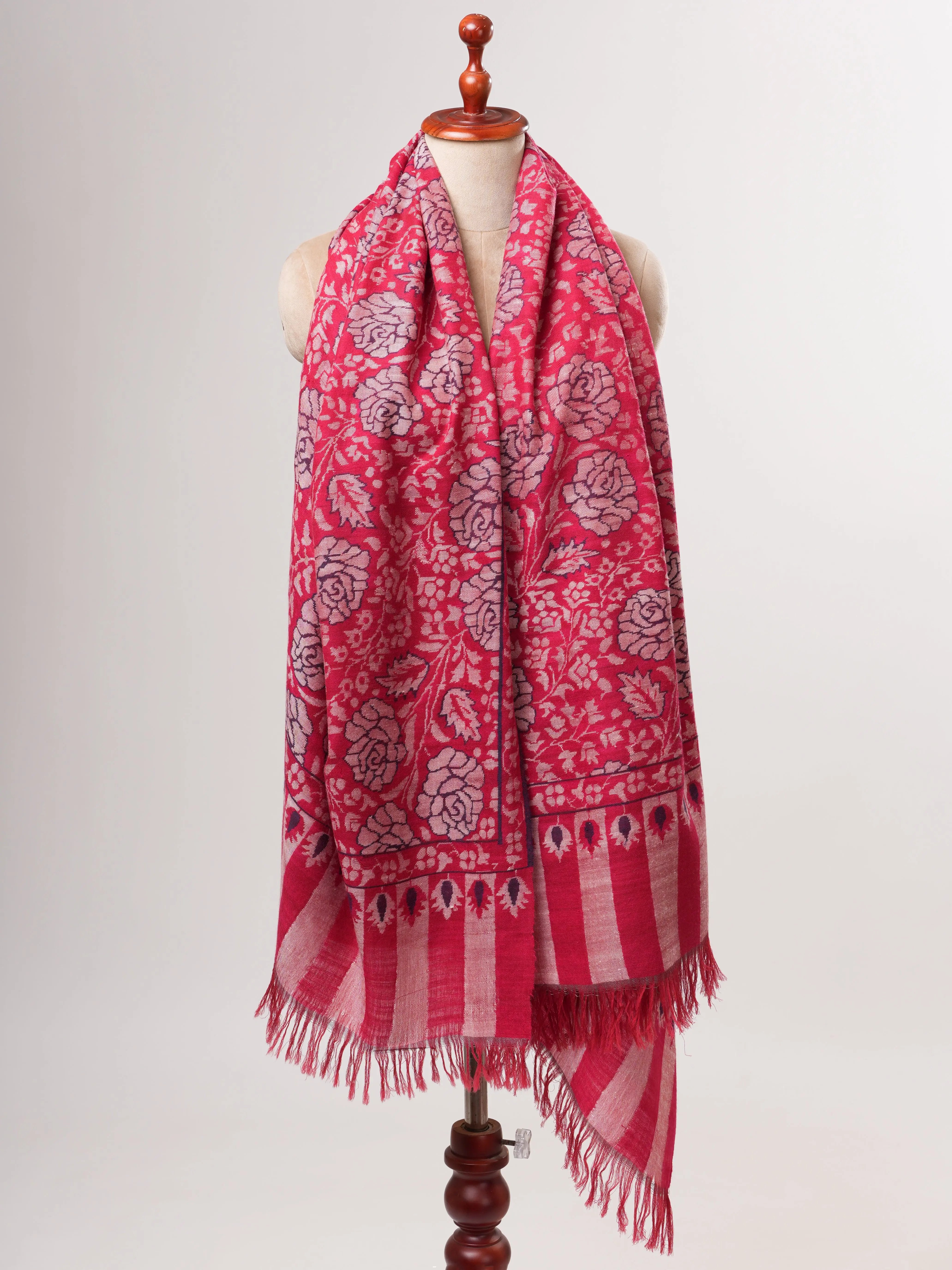 Handwoven Kani Pashmina Shawl with Floral Motifs Shahkaar