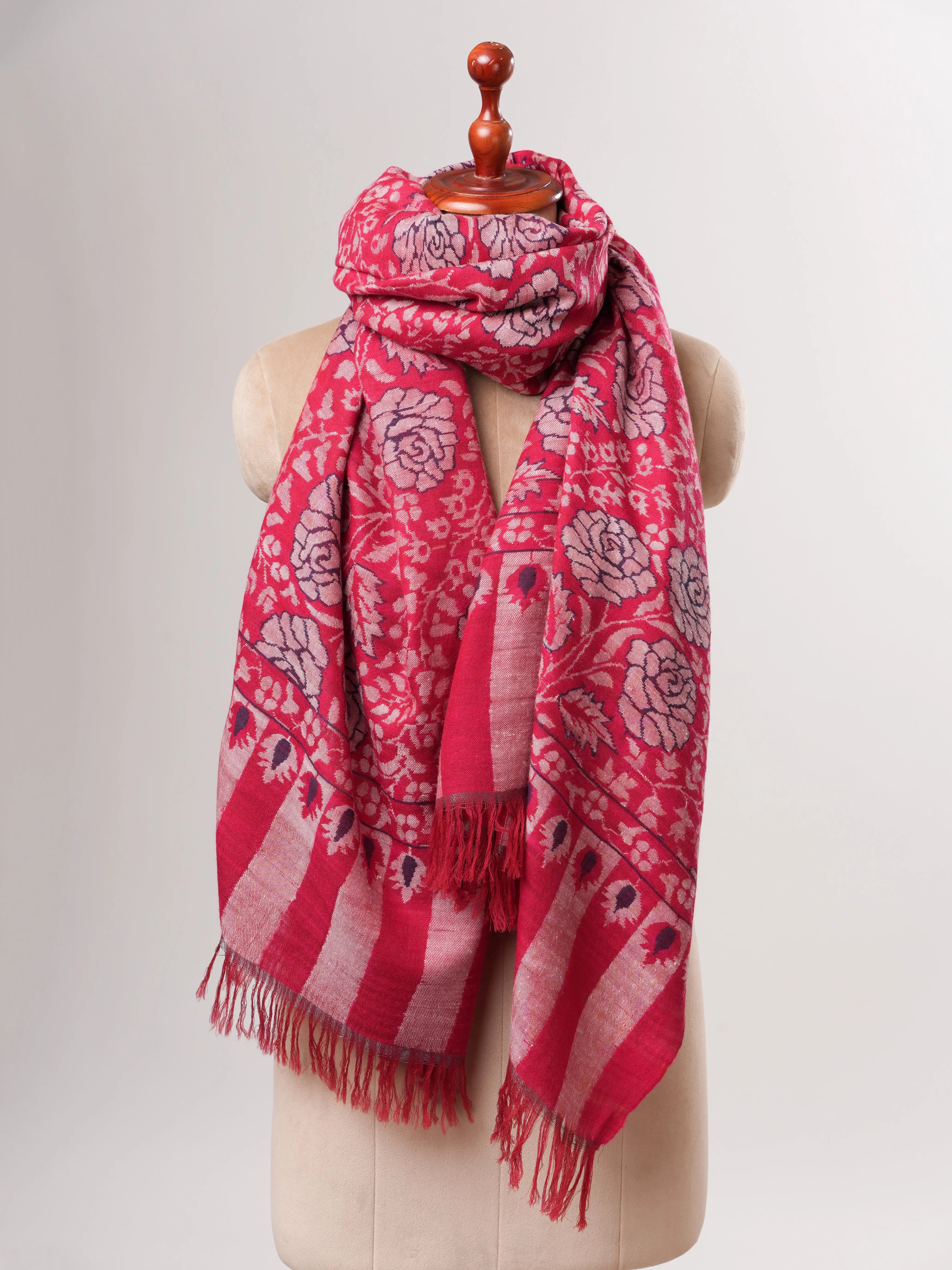 Handwoven Kani Pashmina Shawl with Floral Motifs Shahkaar