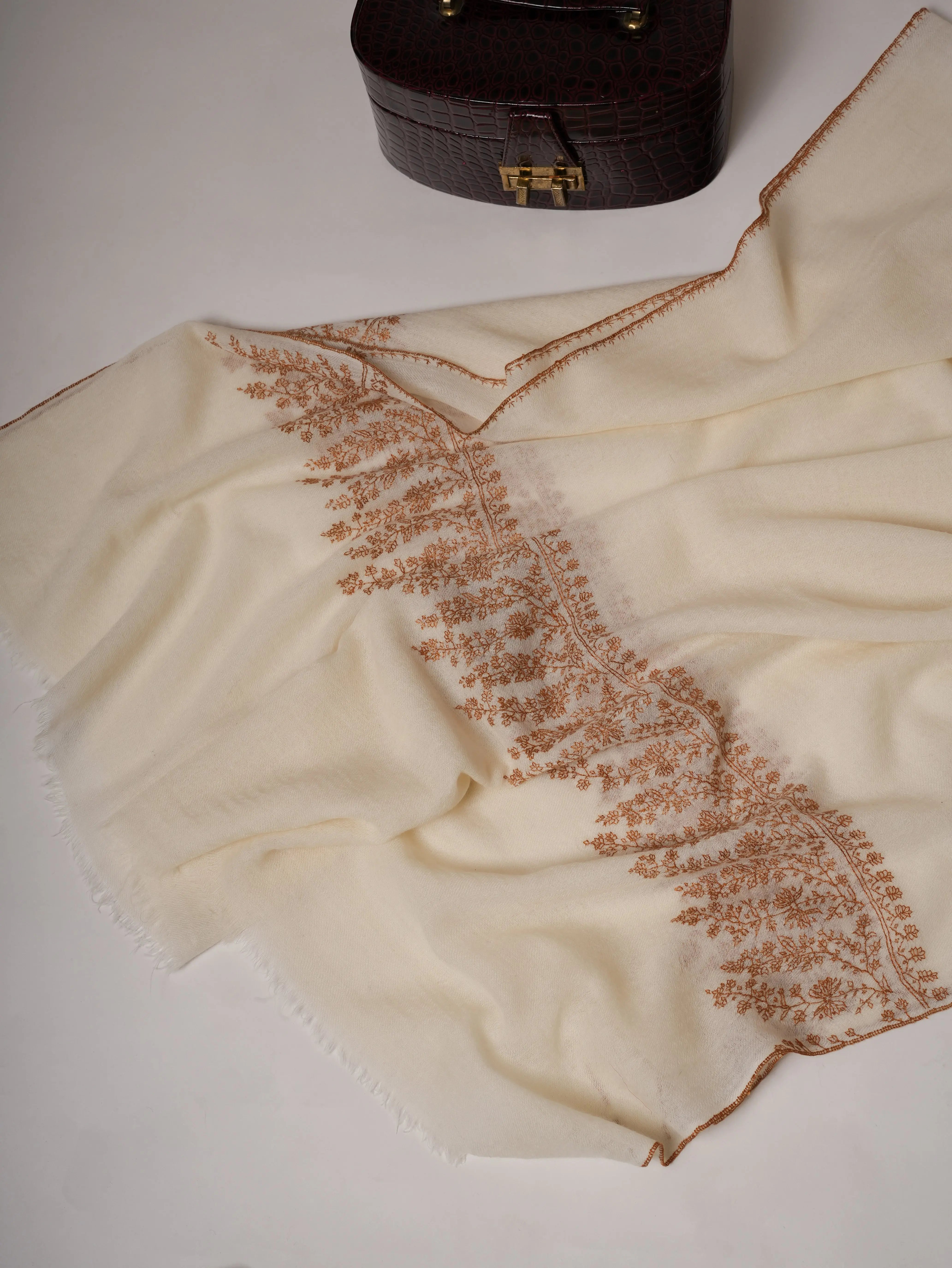 Boiled Wool Hand Sozni Embroidered Palla Shawl Shahkaar