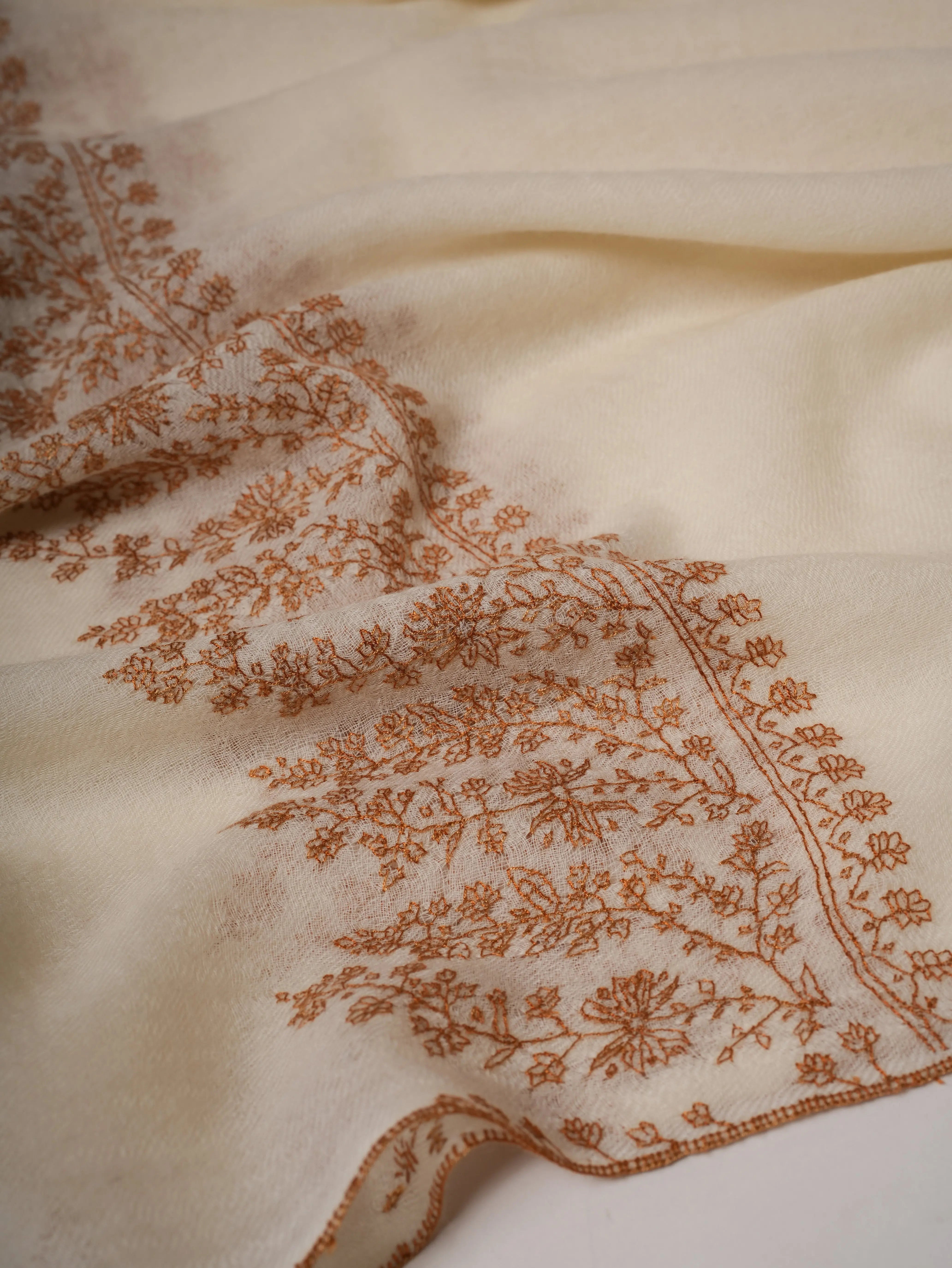 Boiled Wool Hand Sozni Embroidered Palla Shawl Shahkaar