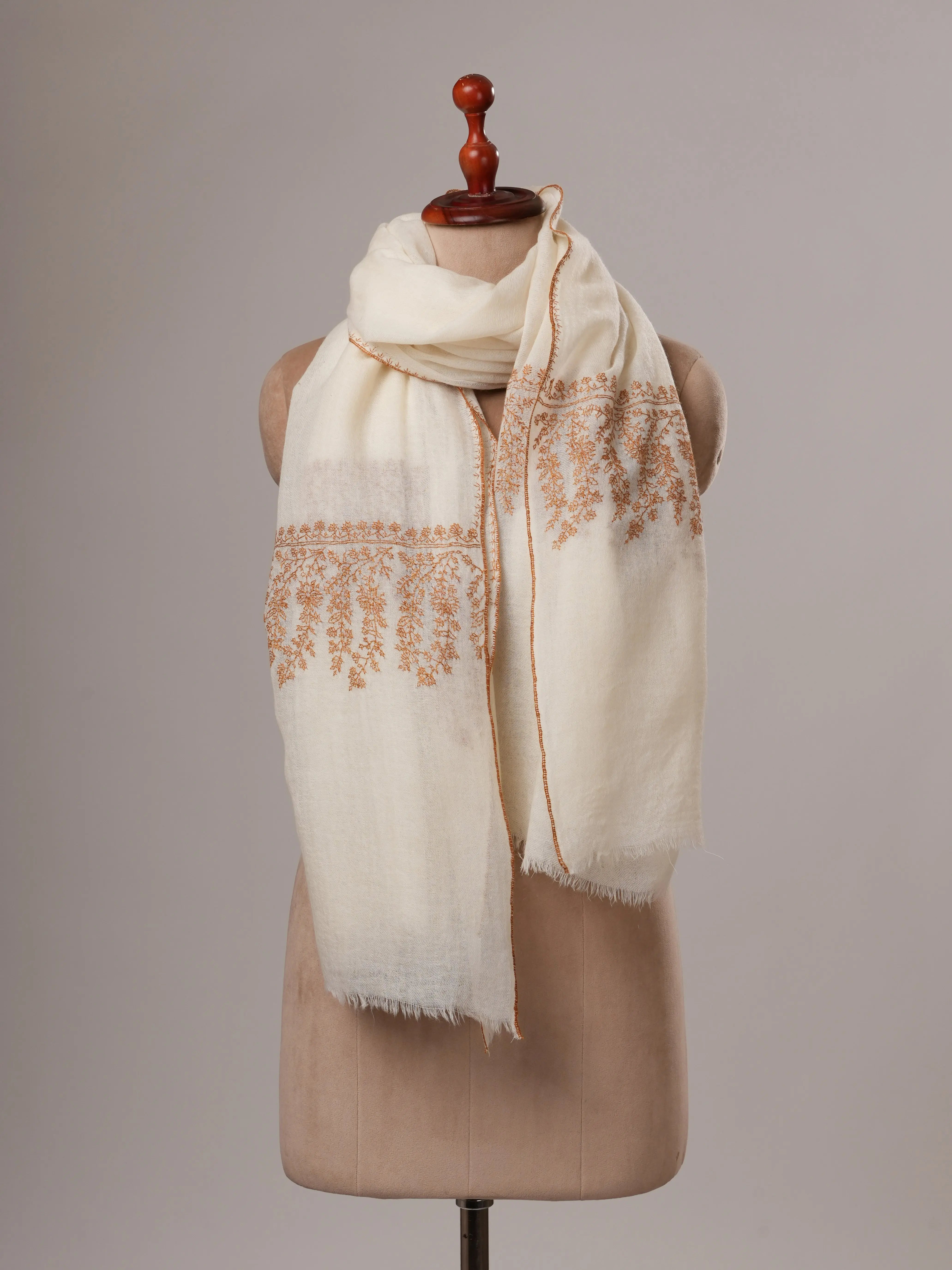Boiled Wool Hand Sozni Embroidered Palla Shawl Shahkaar