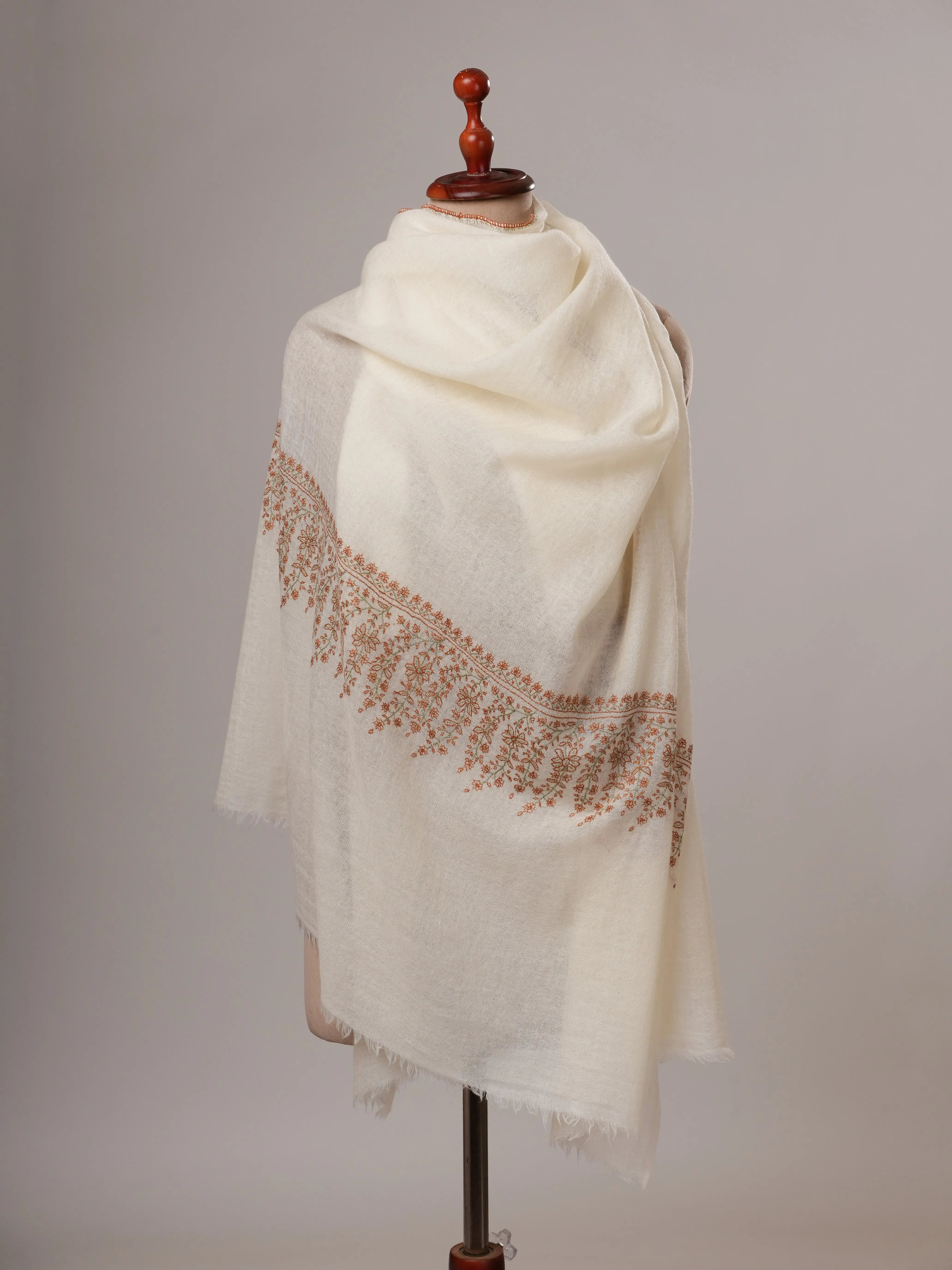 Sozni Palla Embroidered Lightweight Boiled Wool Shawl Shahkaar