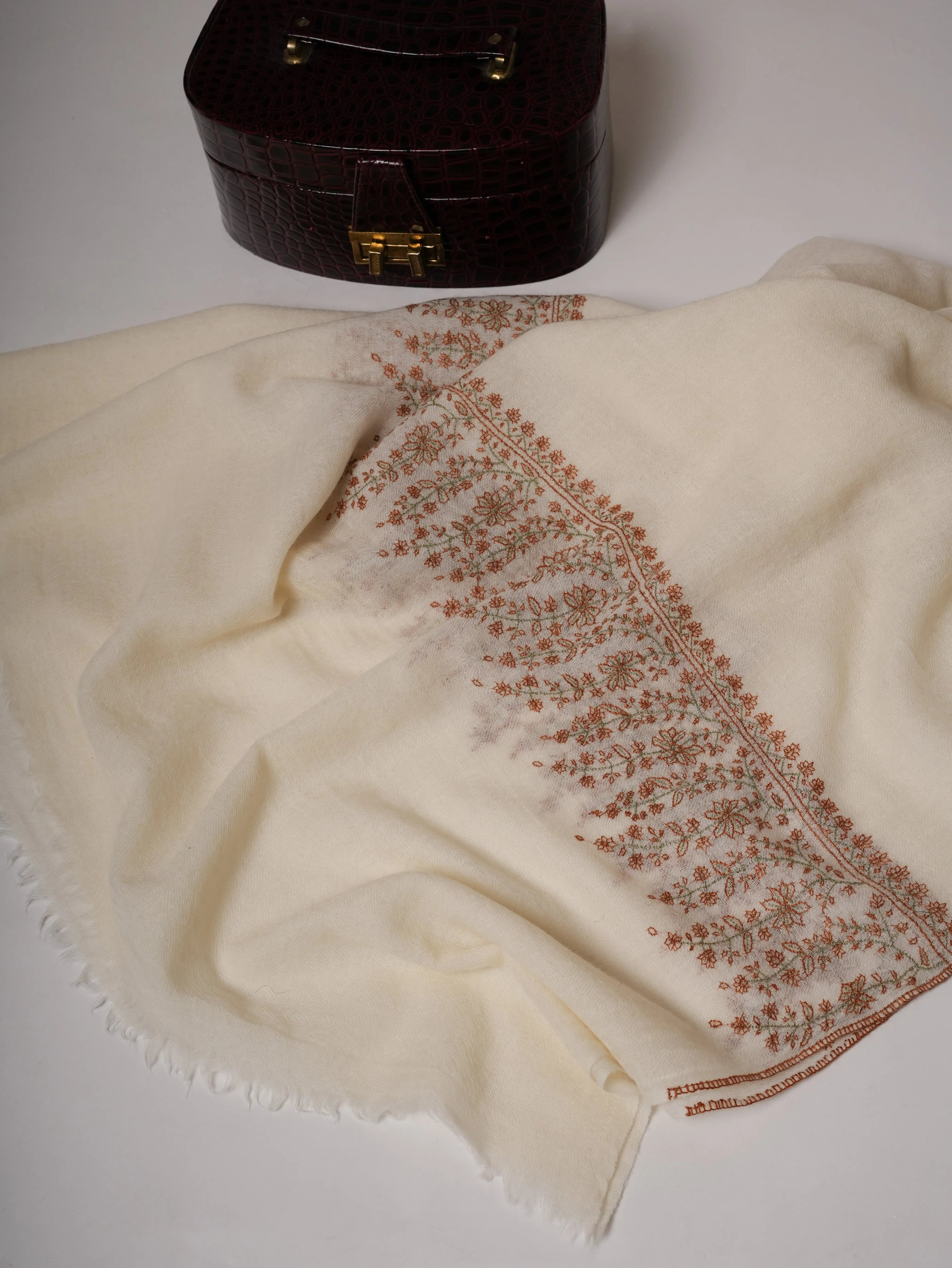 Sozni Palla Embroidered Lightweight Boiled Wool Shawl Shahkaar