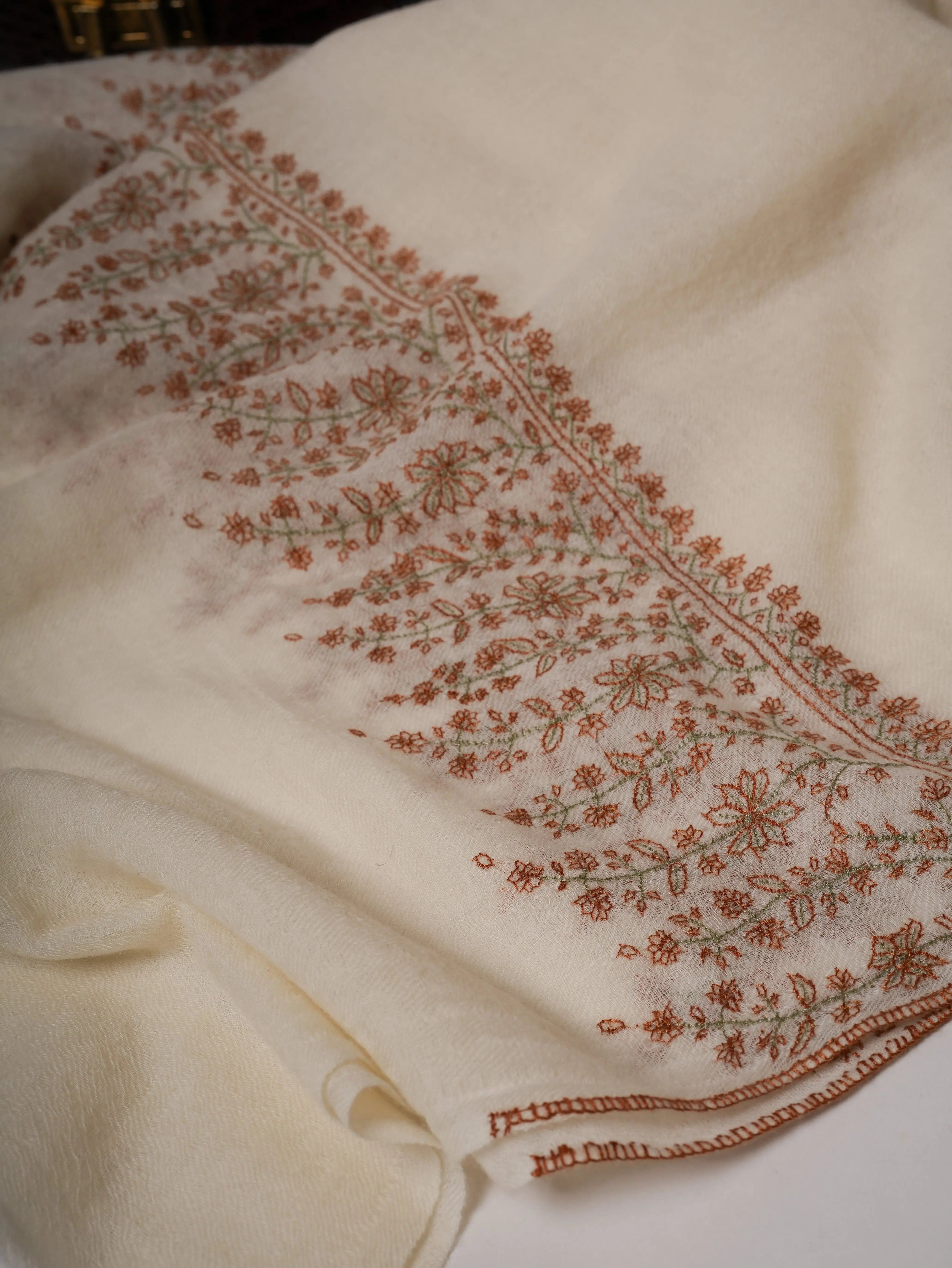 Sozni Palla Embroidered Lightweight Boiled Wool Shawl Shahkaar