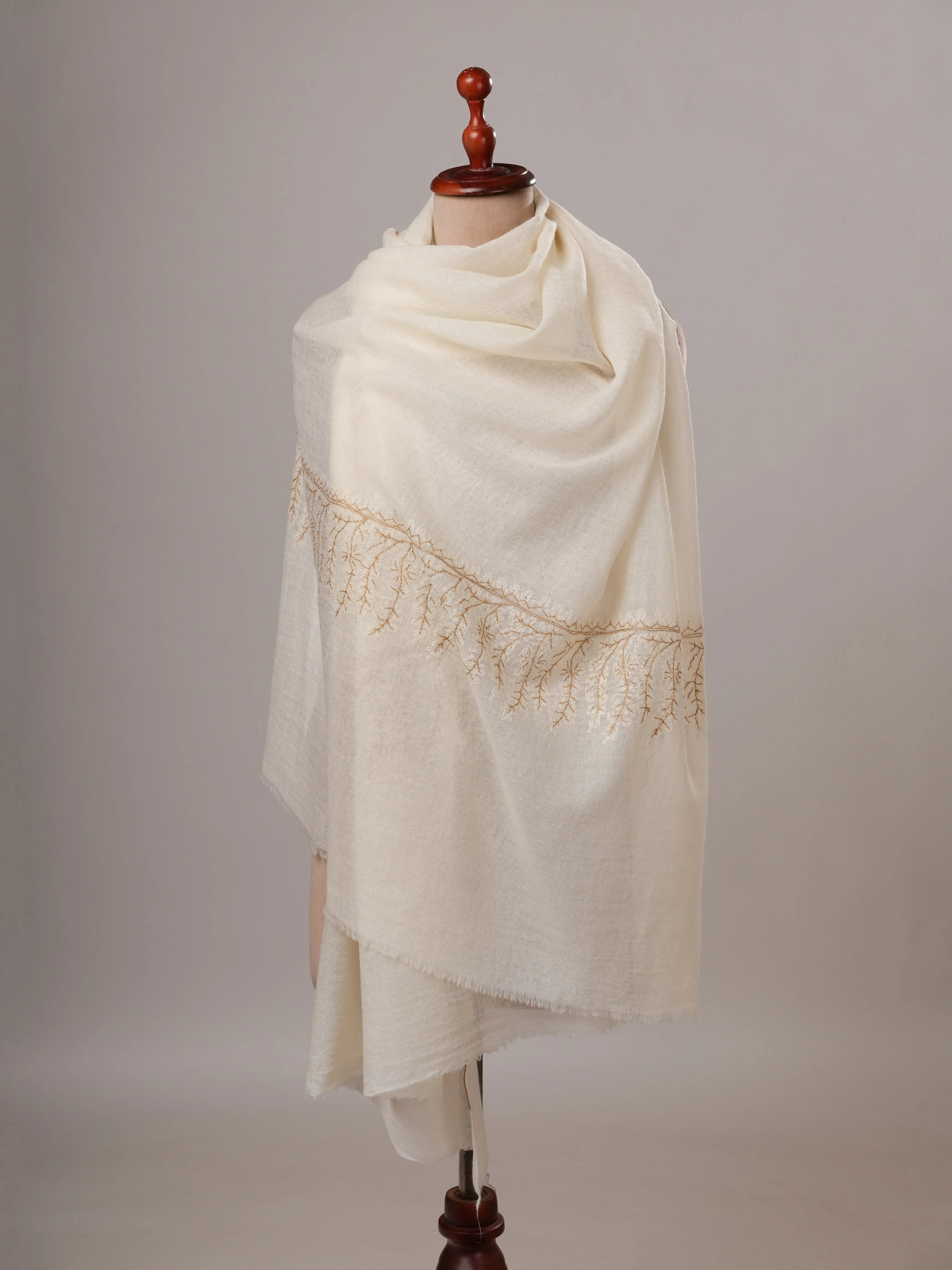 Boiled Wool Hand Embroidered Palla Featherlight Shawl Shahkaar Global