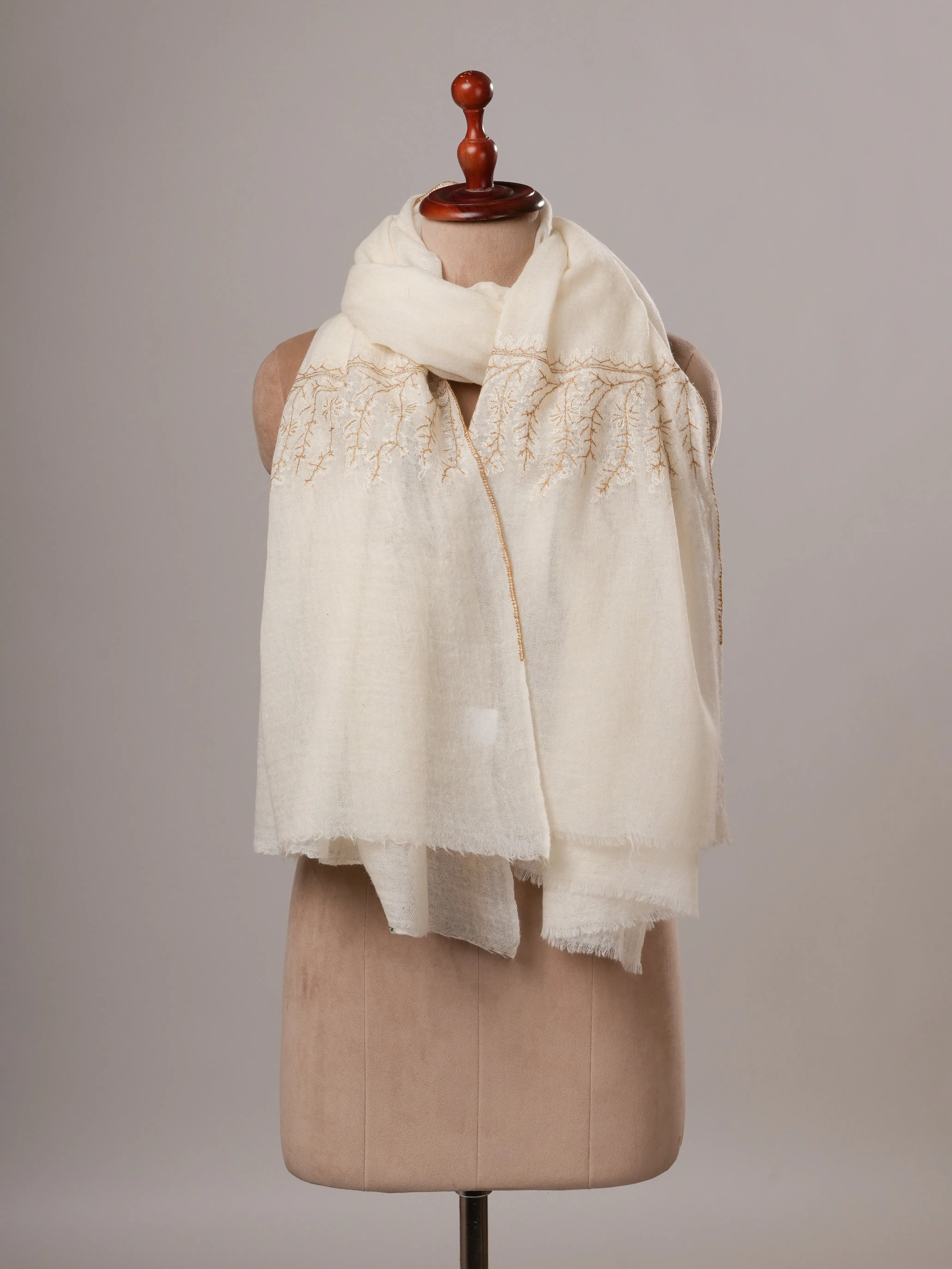 Boiled Wool Hand Embroidered Palla Featherlight Shawl Shahkaar Global