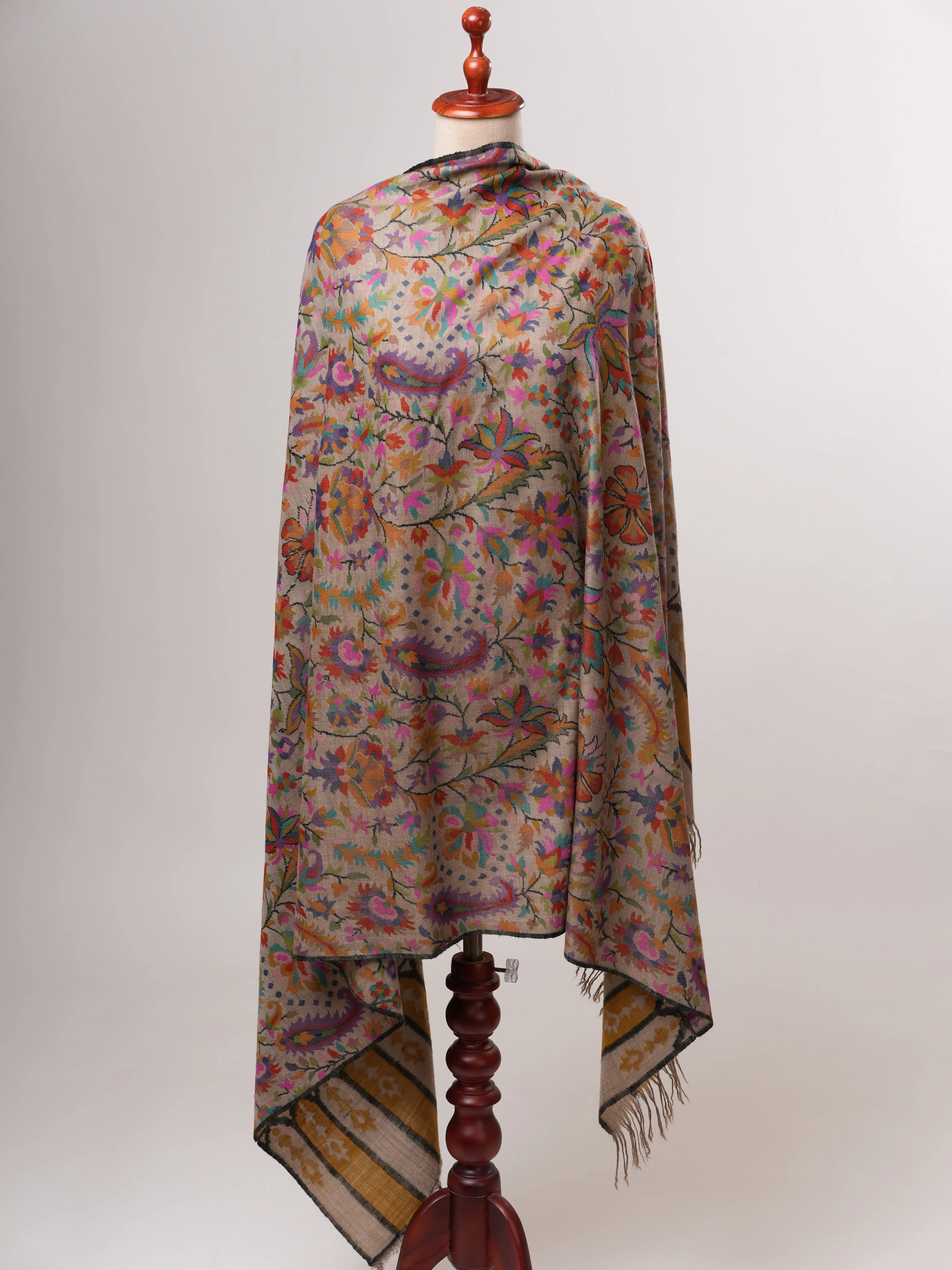 Toosh Color Floral Kani Kashmiri Handwoven Pashmina Shawl Shahkaar