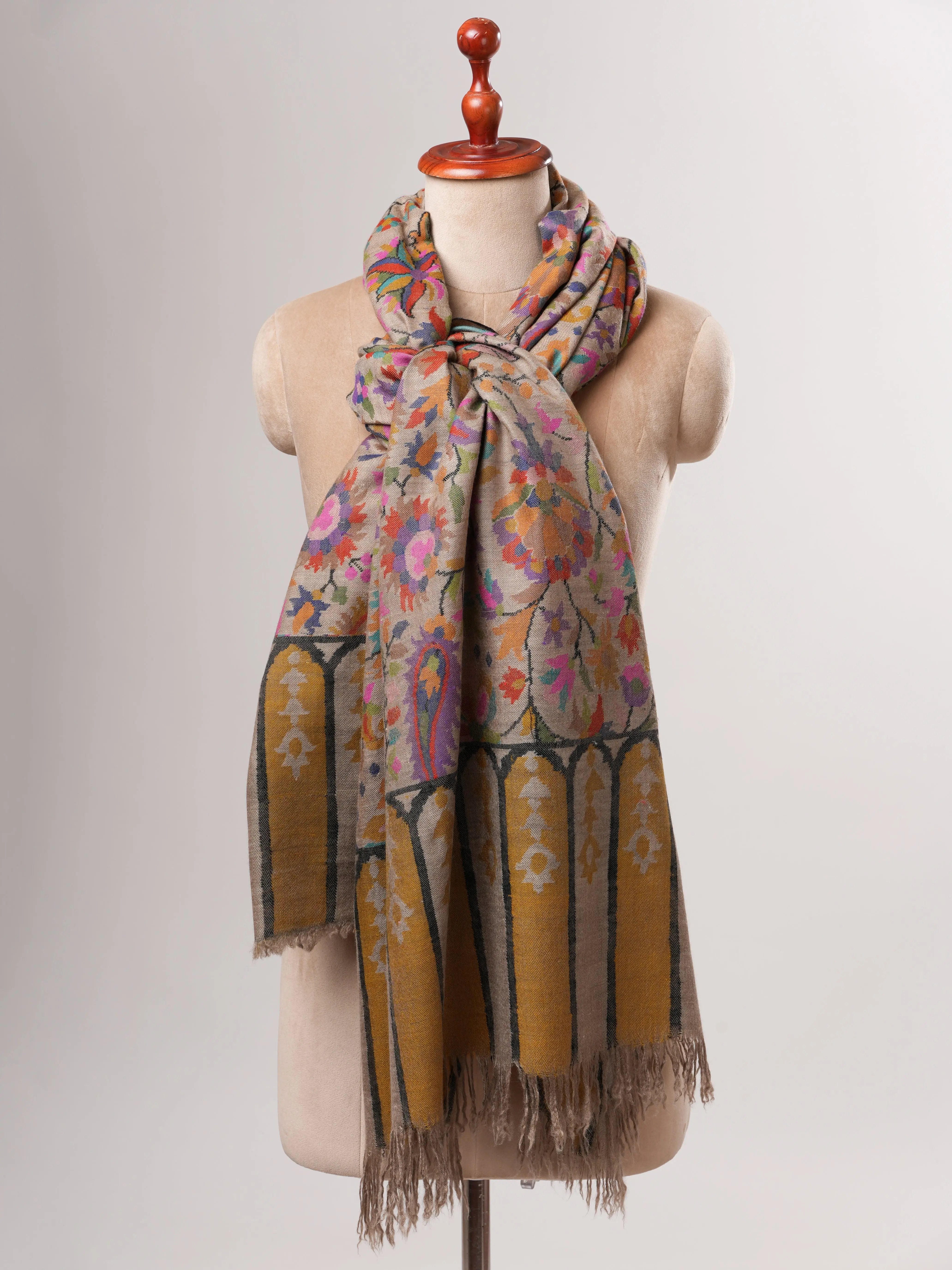 Toosh Color Floral Kani Kashmiri Handwoven Pashmina Shawl Shahkaar