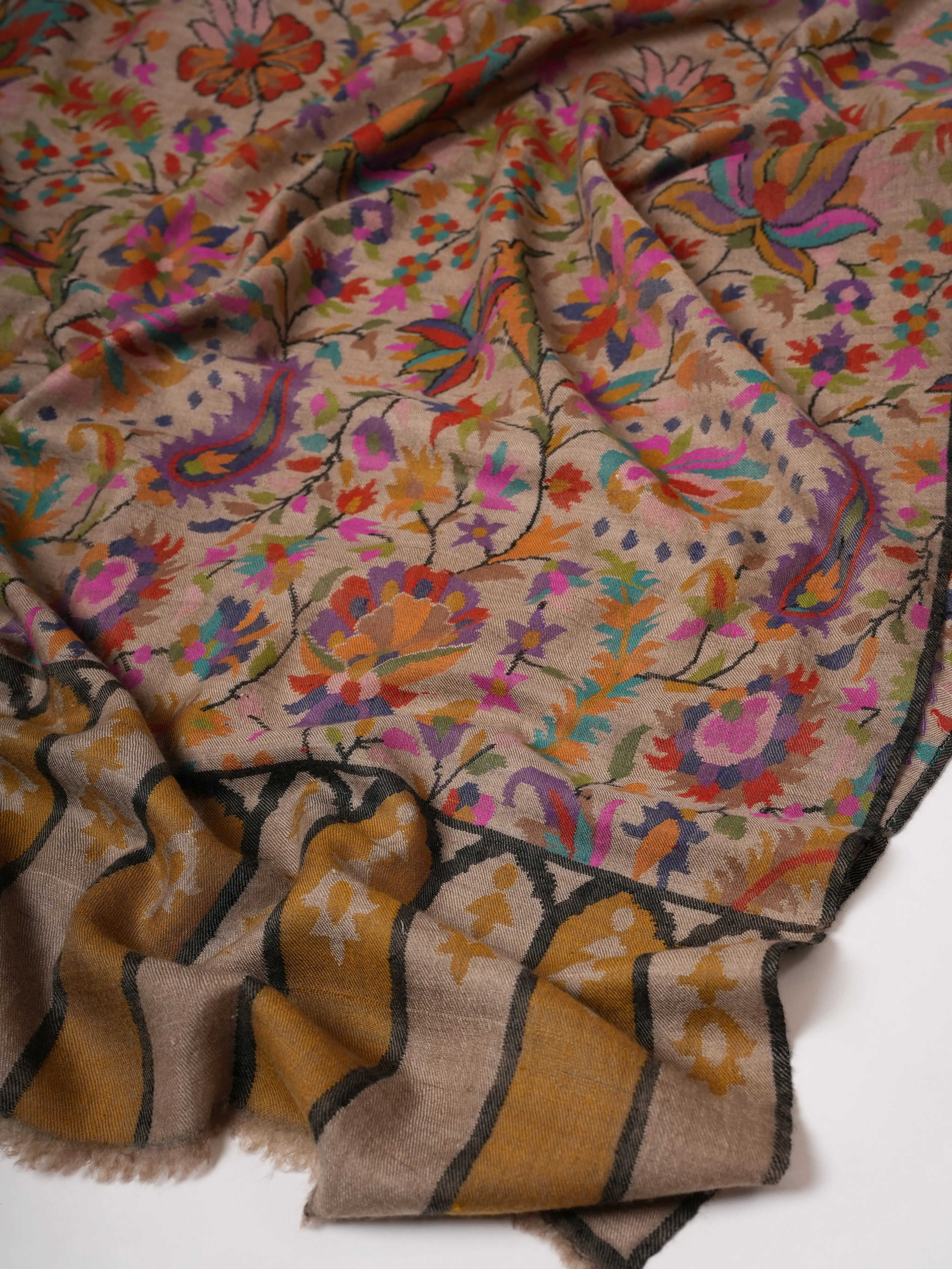 Toosh Color Floral Kani Kashmiri Handwoven Pashmina Shawl Shahkaar