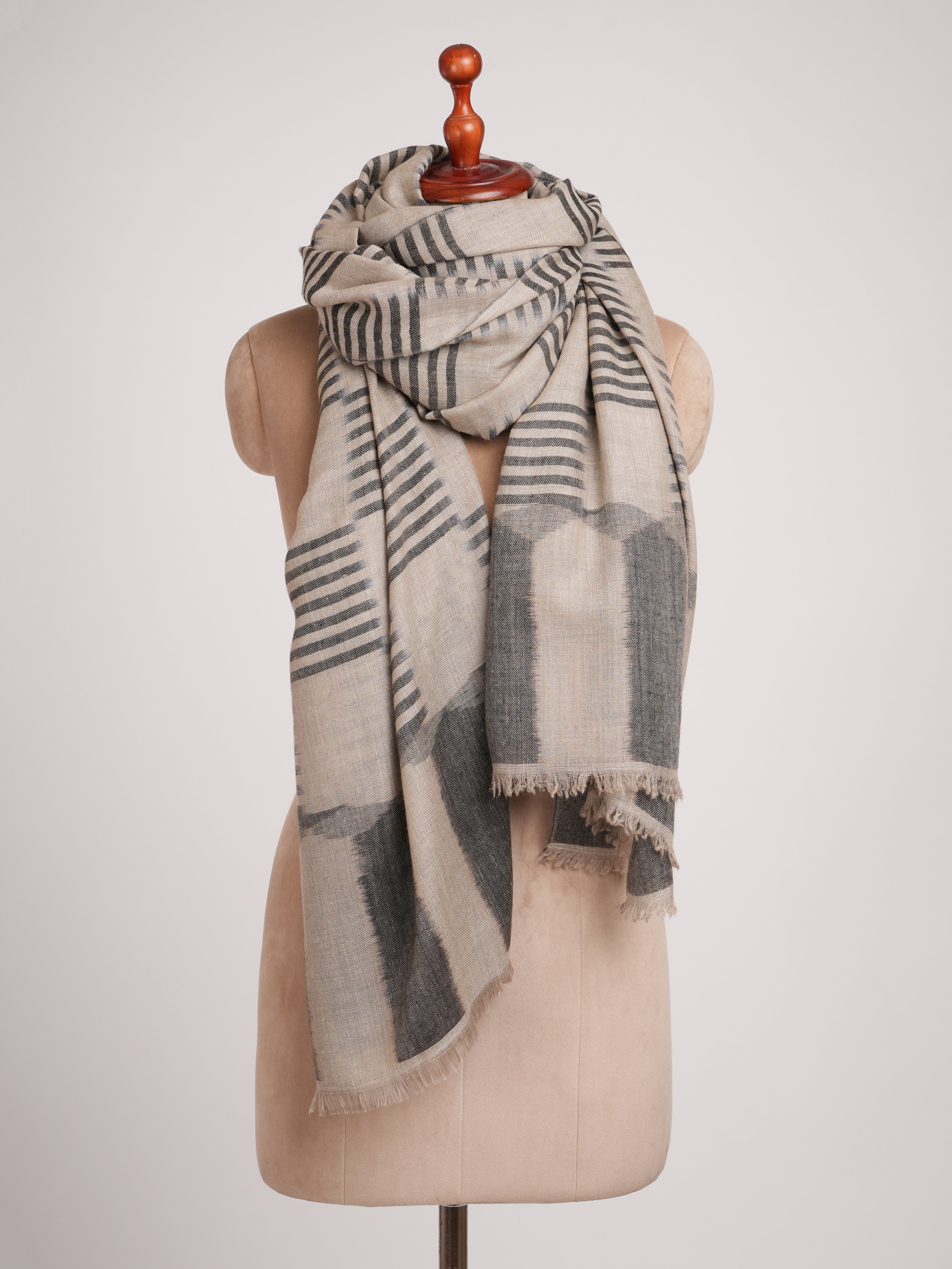 Black and Grey Travel Friendly XL Pashmina