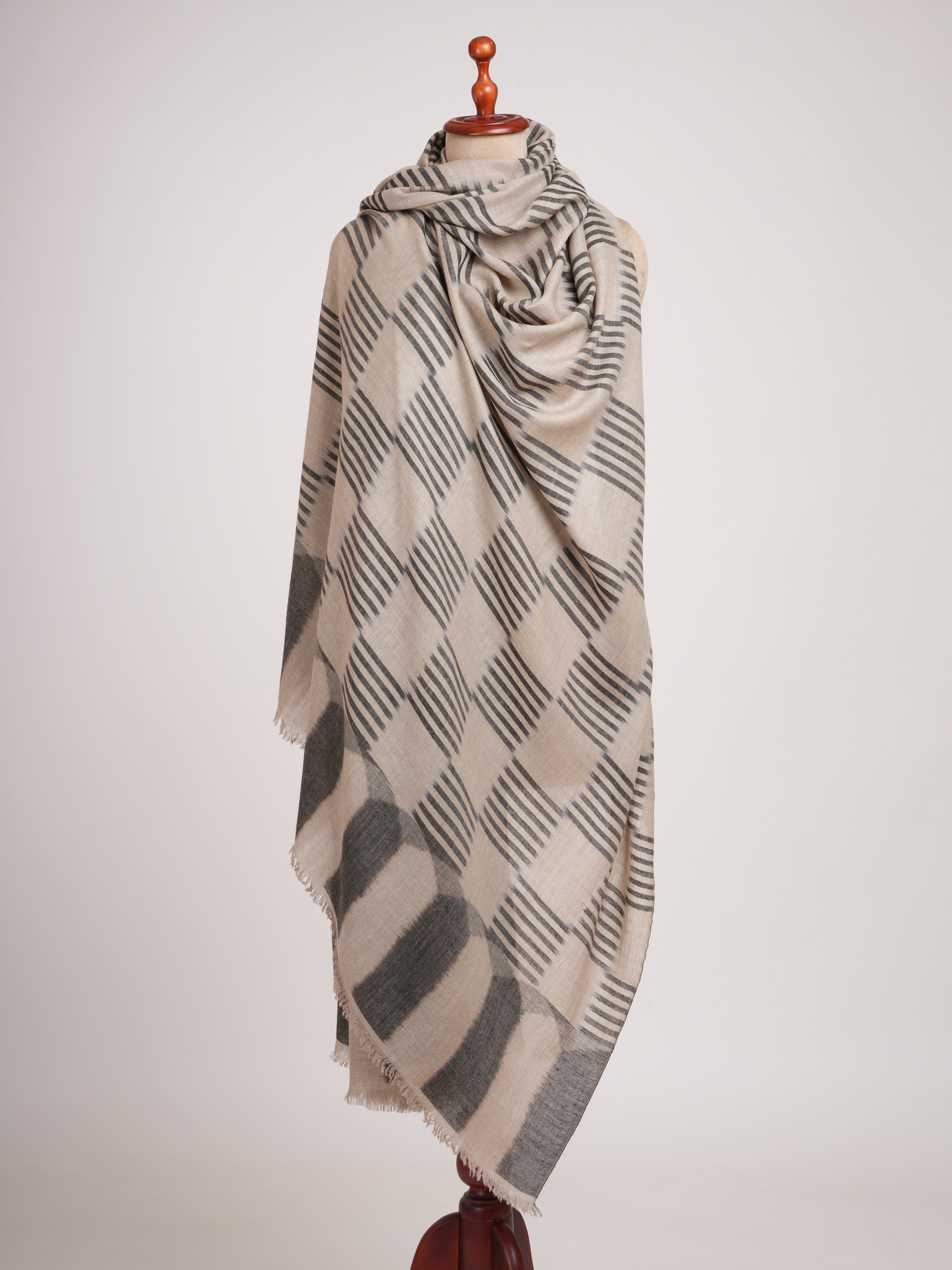 Black and Grey Travel Friendly XL Pashmina