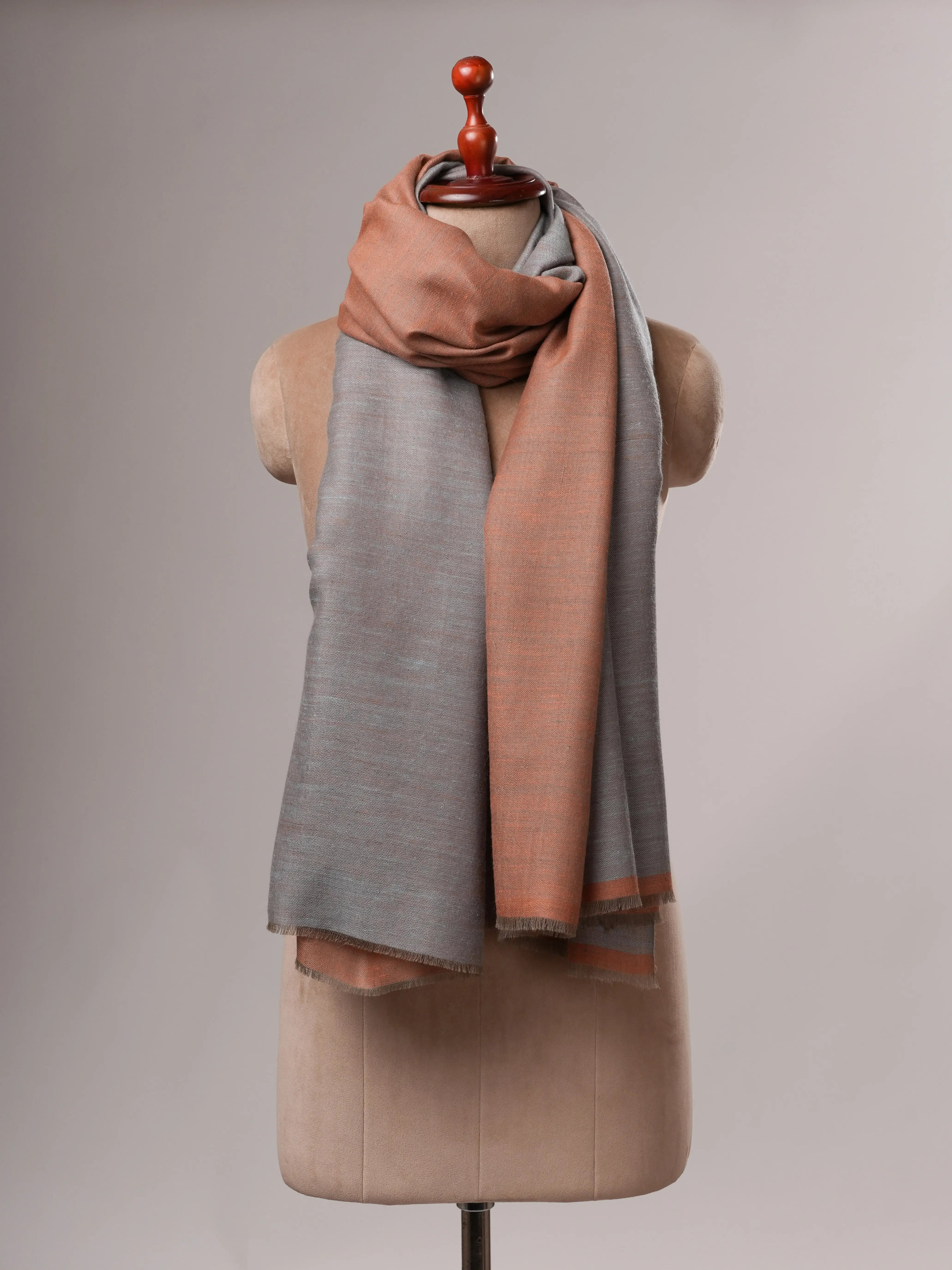 Featherlight Dual Tone Pure Pashmina Shawl, Artisan Crafted Shahkaar