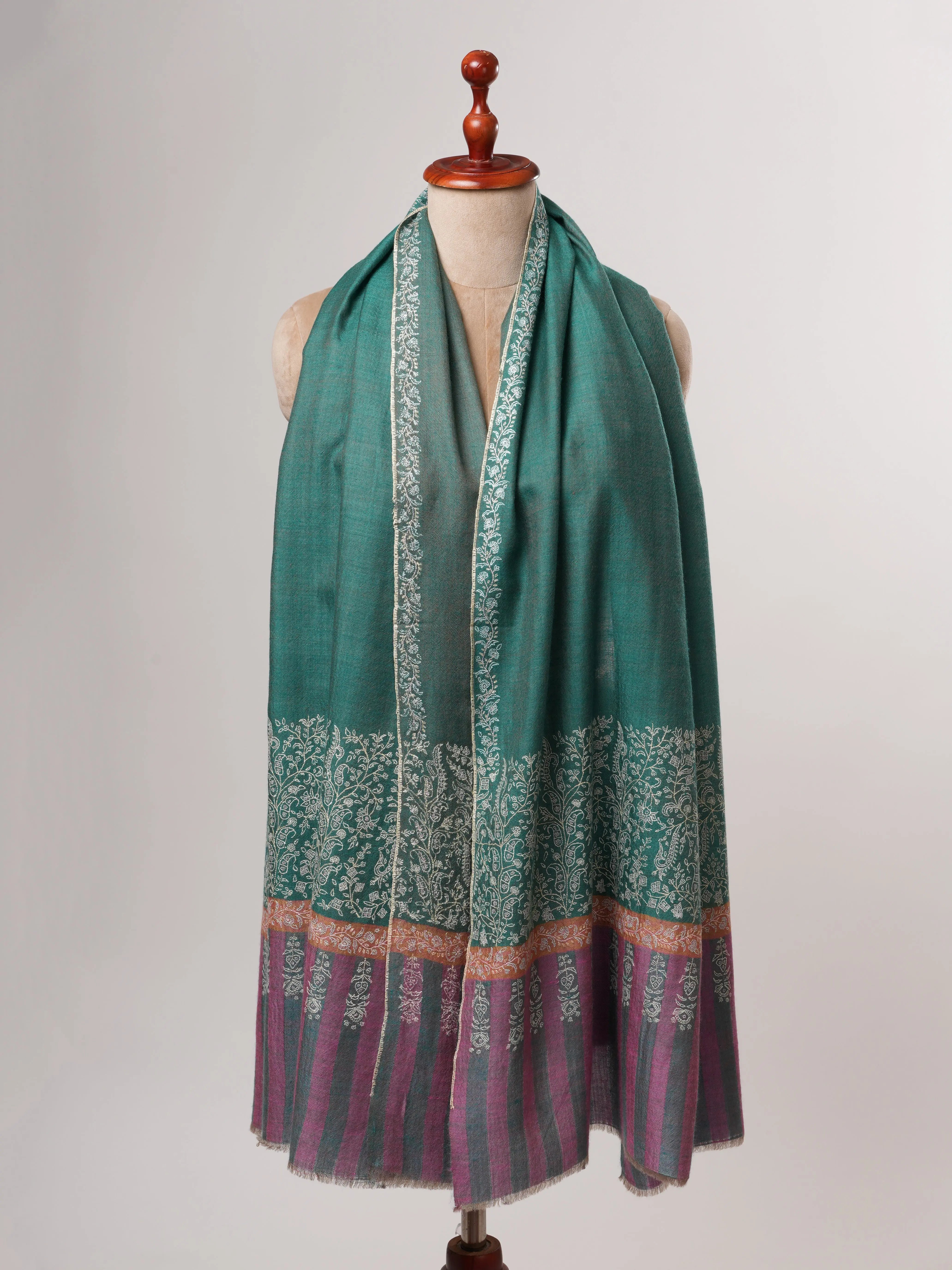 Needle Point Fine Embroidery Palla Motif Kashmiri Pashmina Shawl – Baby Soft Shahkaar