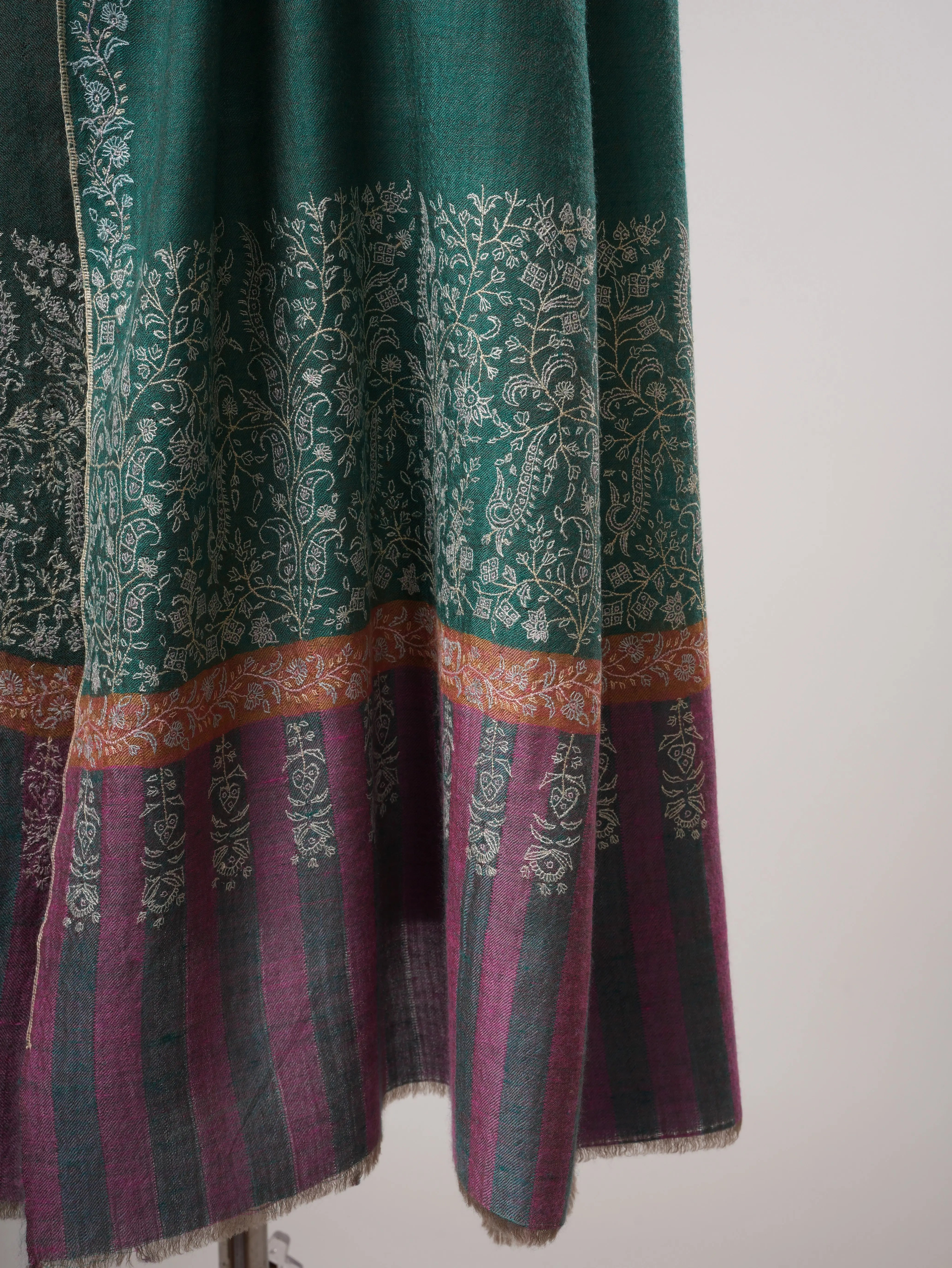 Needle Point Fine Embroidery Palla Motif Kashmiri Pashmina Shawl – Baby Soft Shahkaar