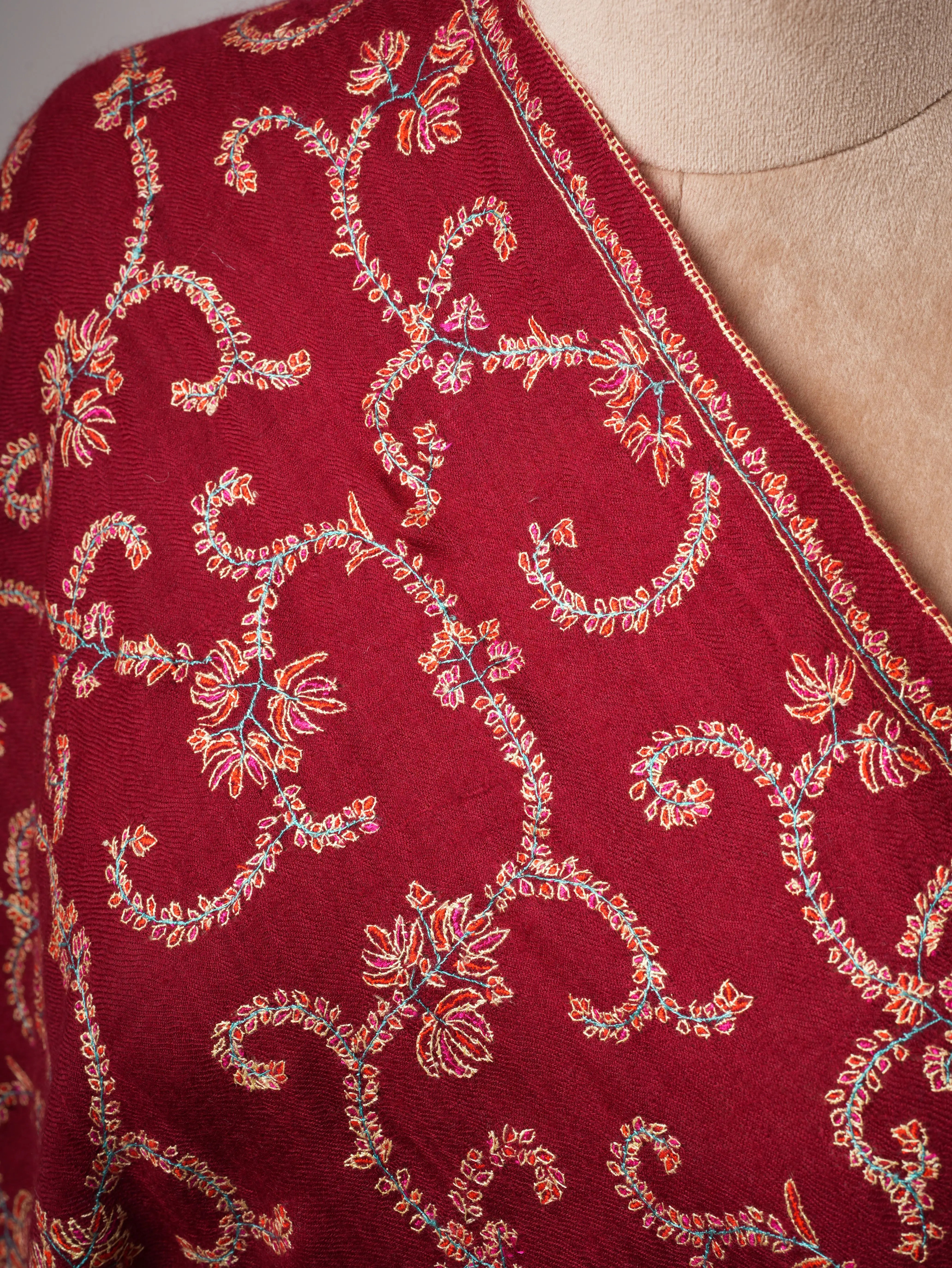 Baby Soft Cashmere Scarf – Hand Embroidered Jali Motif Shahkaar