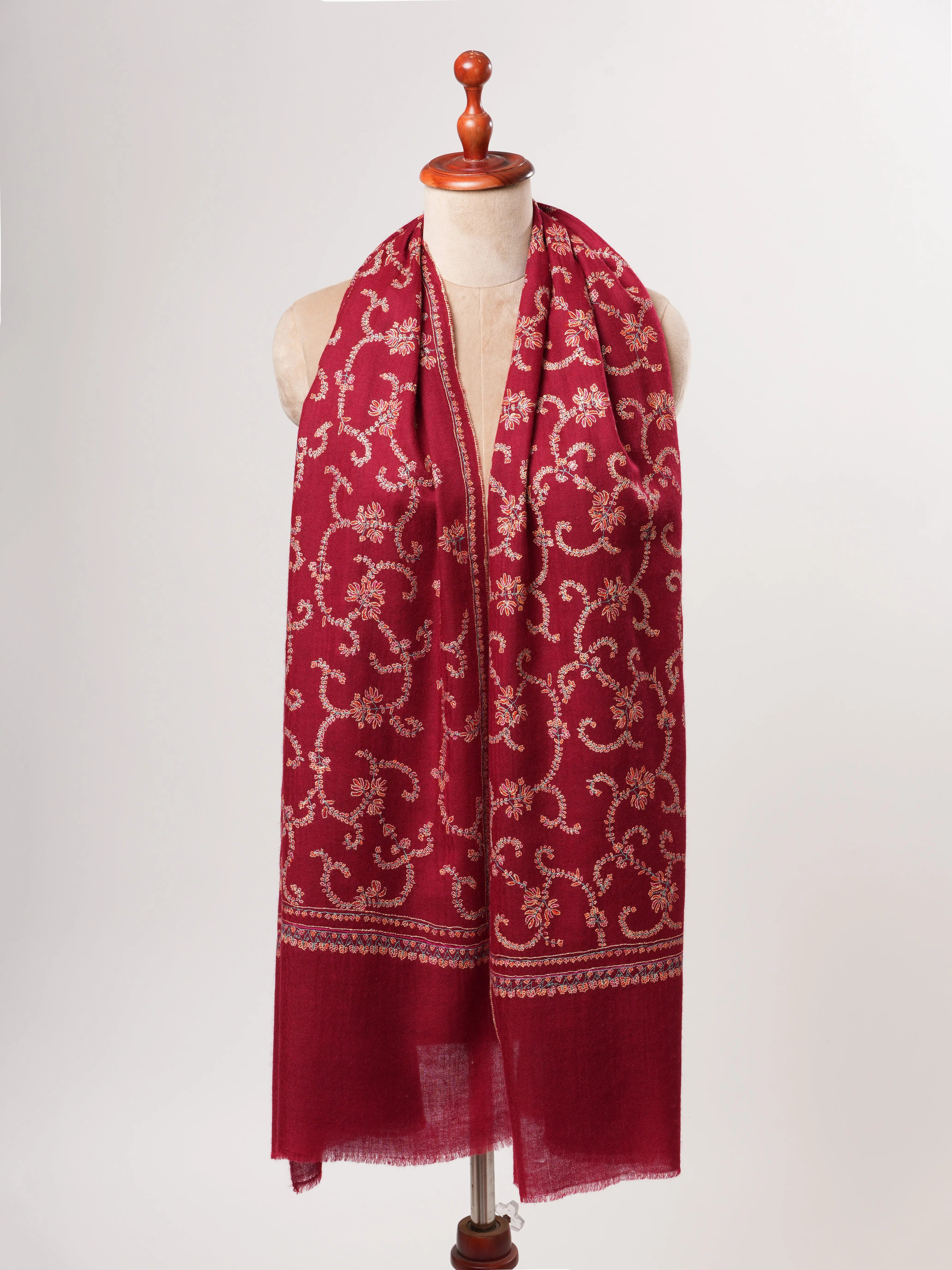 Baby Soft Cashmere Scarf – Hand Embroidered Jali Motif Shahkaar