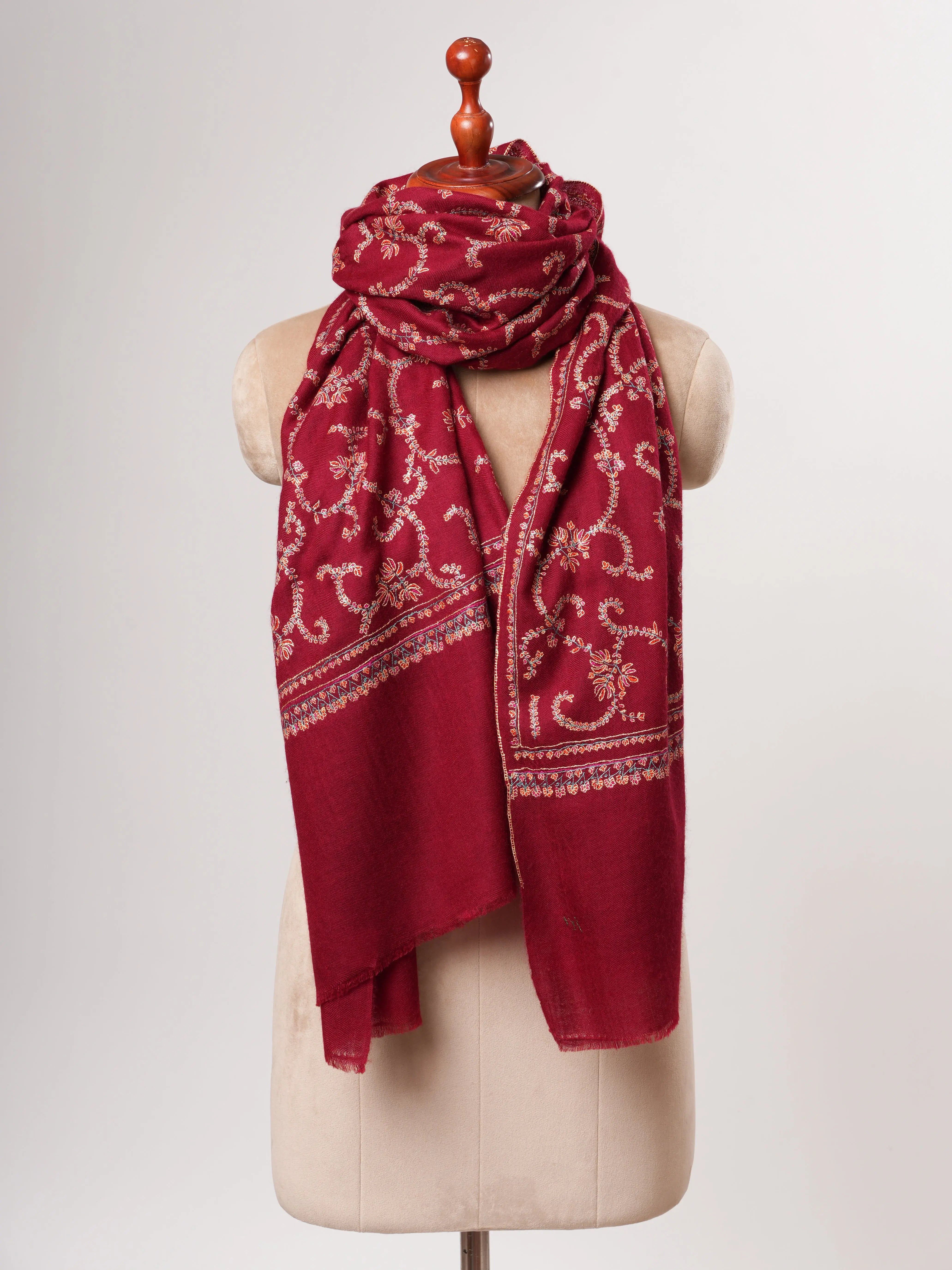 Baby Soft Cashmere Scarf – Hand Embroidered Jali Motif Shahkaar