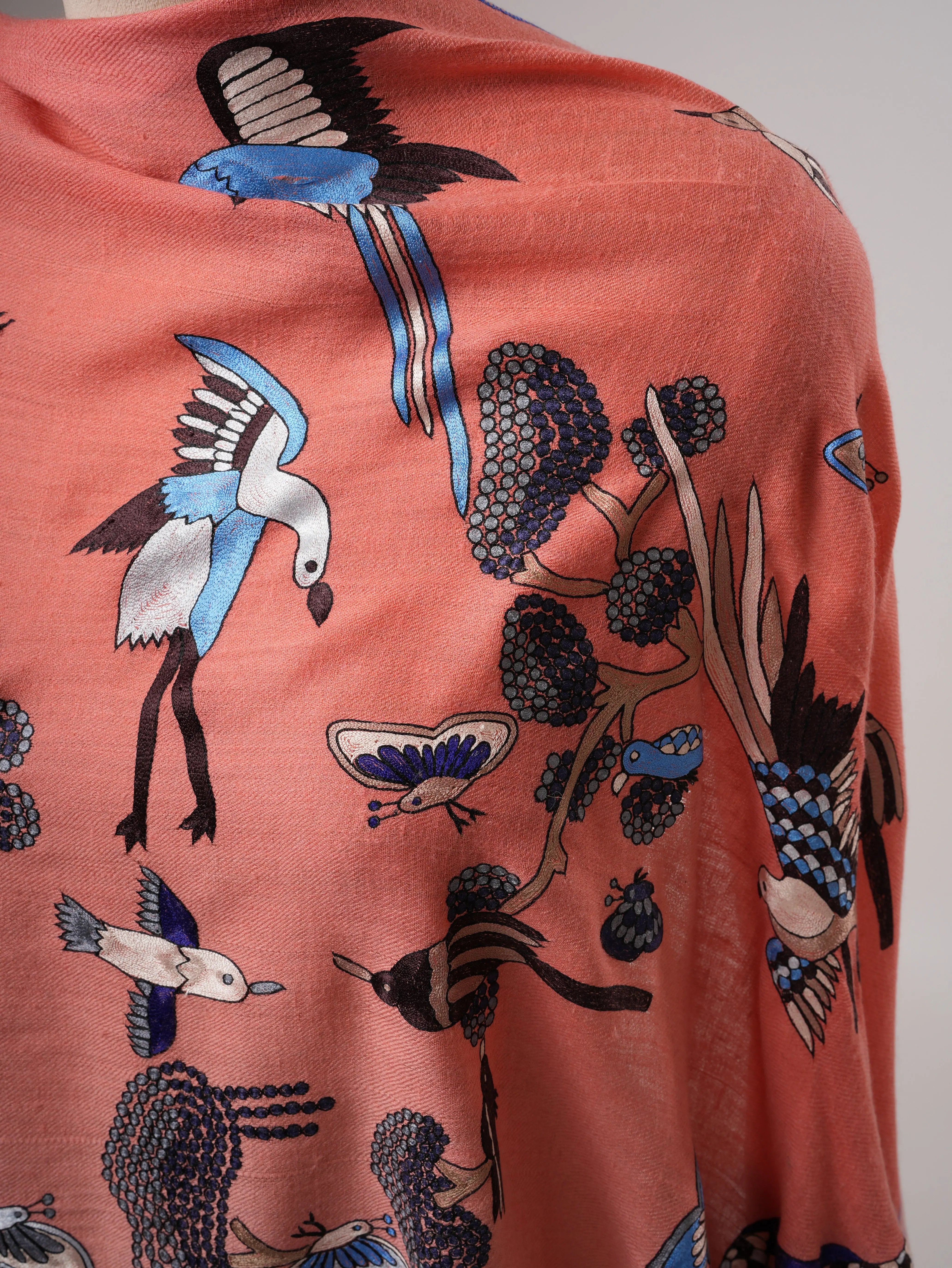 Ombré Hand Woven Pure Pashmina Shawl with Hand Hook Embroidery Shahkaar