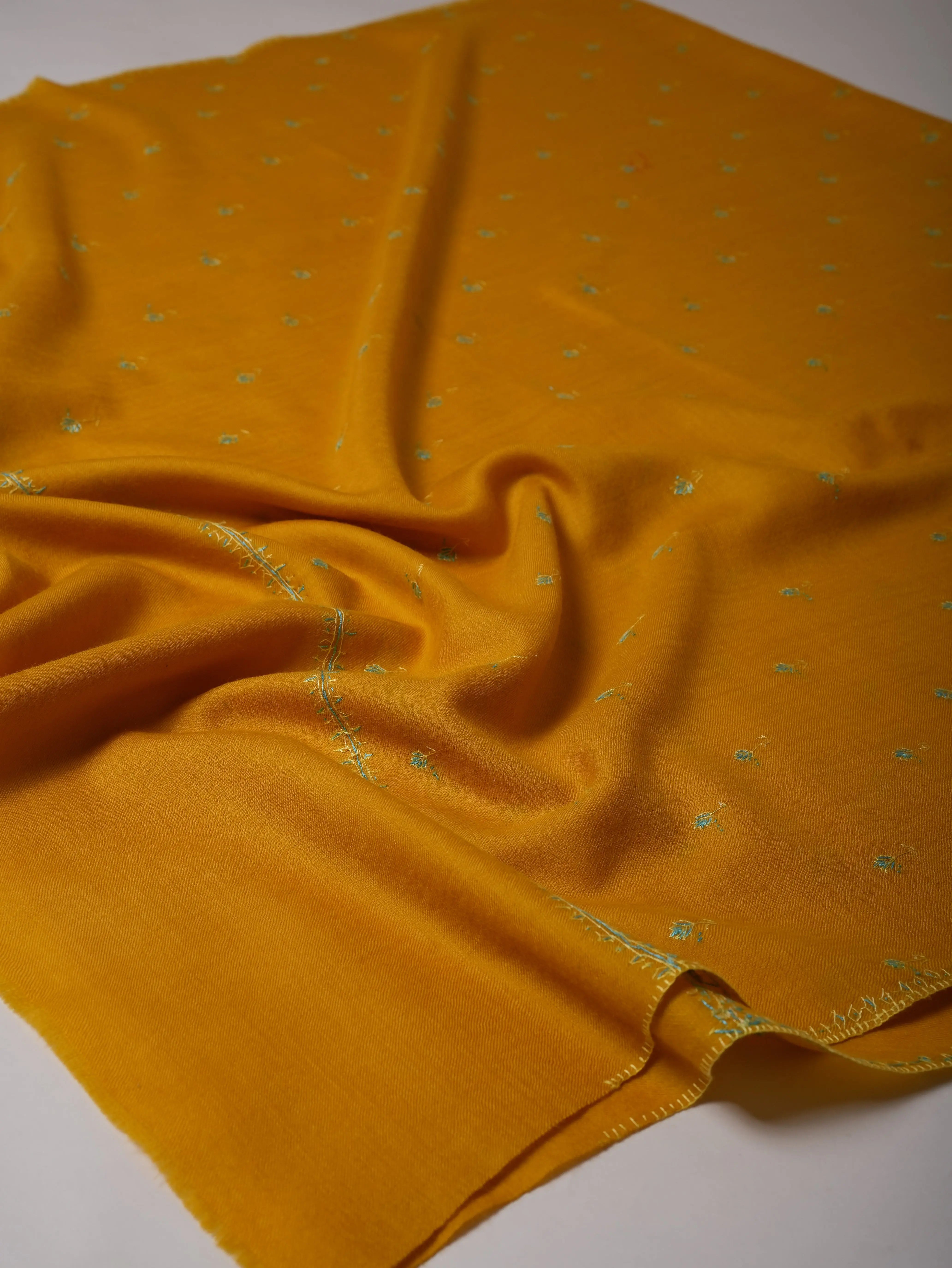 Classic Fine Wool Shawl with Intricate Machie Booti Hand Embroidery Shahkaar