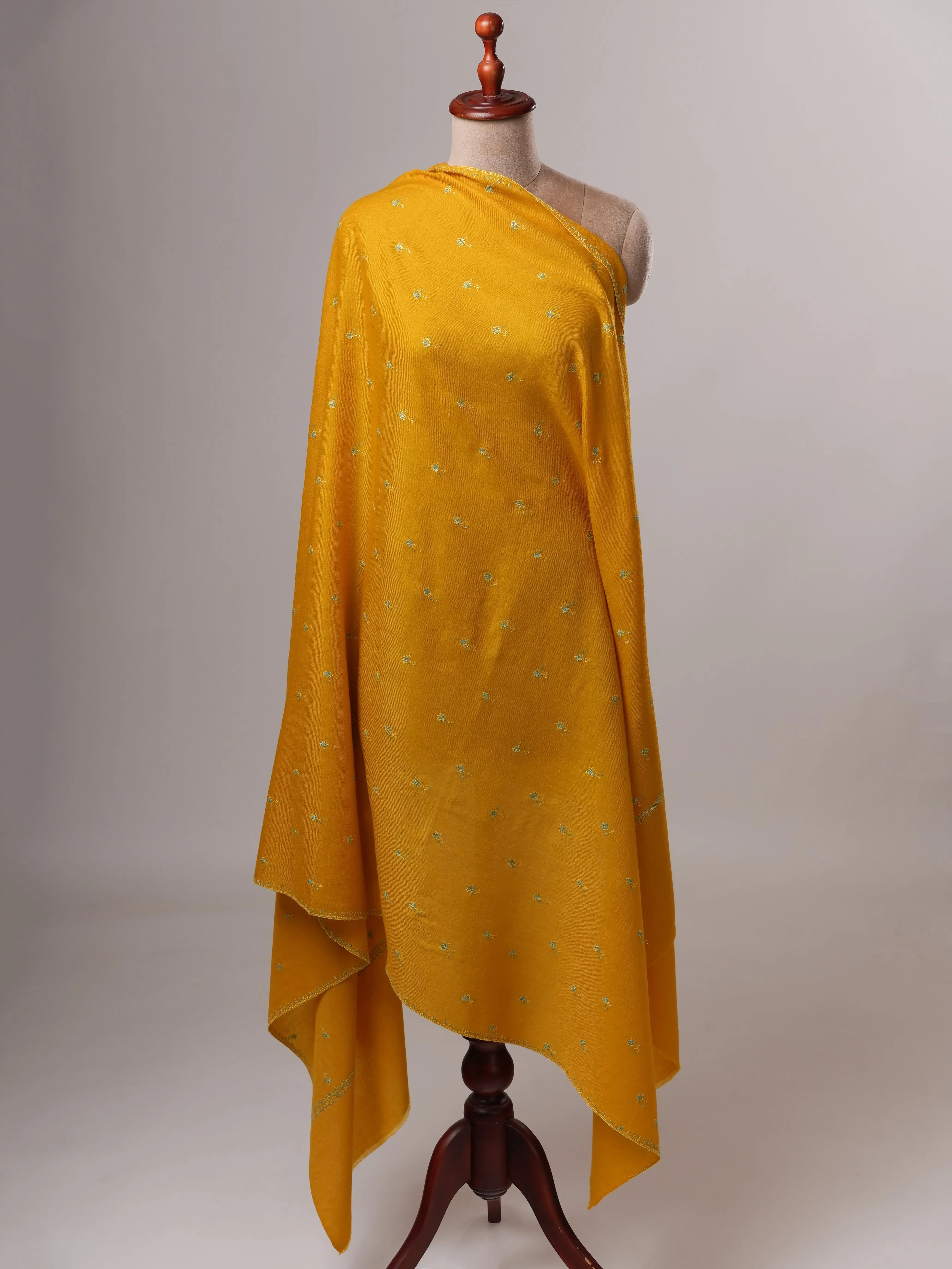 Classic Fine Wool Shawl with Intricate Machie Booti Hand Embroidery Shahkaar