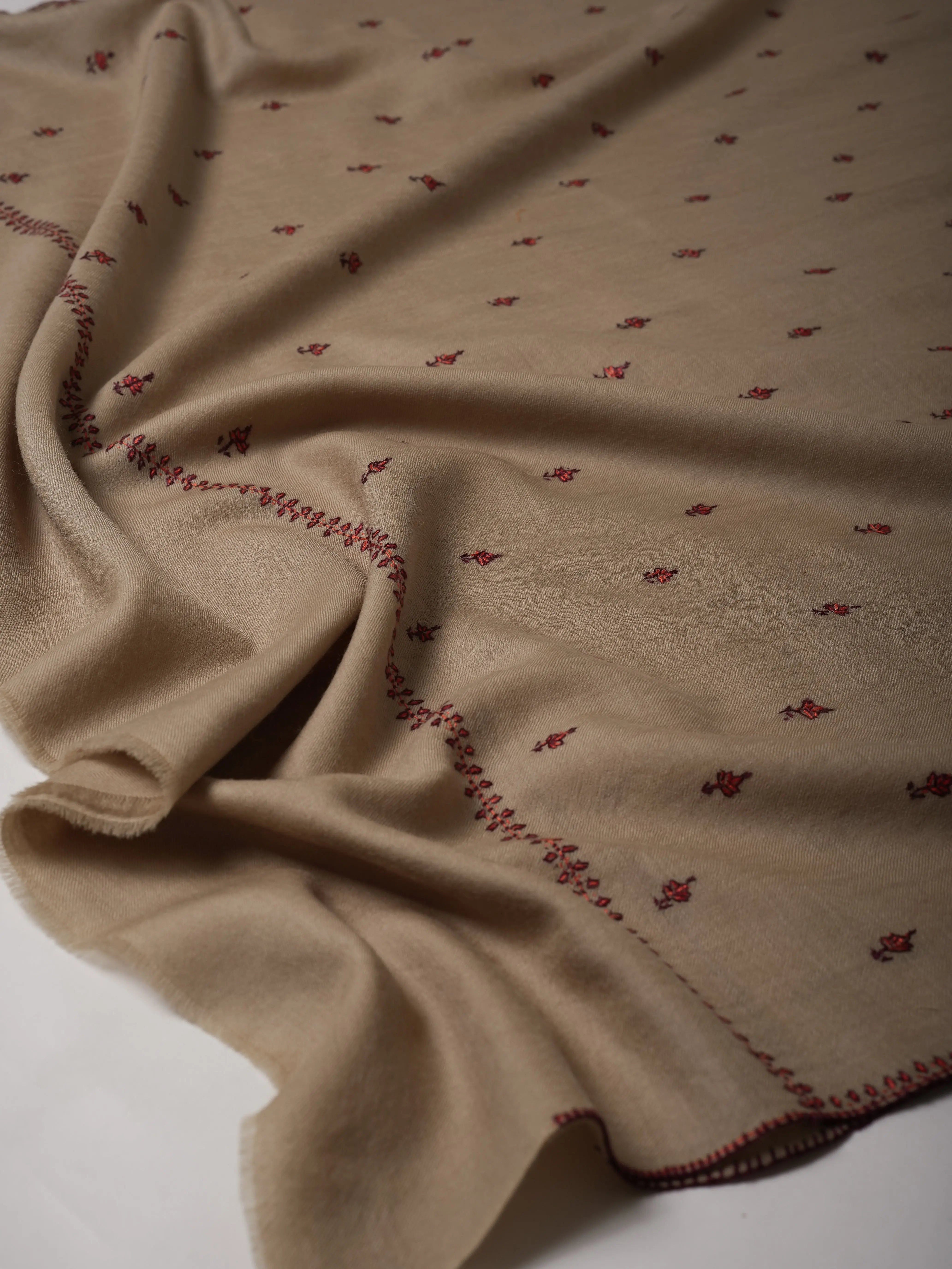 Hand Embroidered Machie Booti Fine Wool Shawl Shahkaar