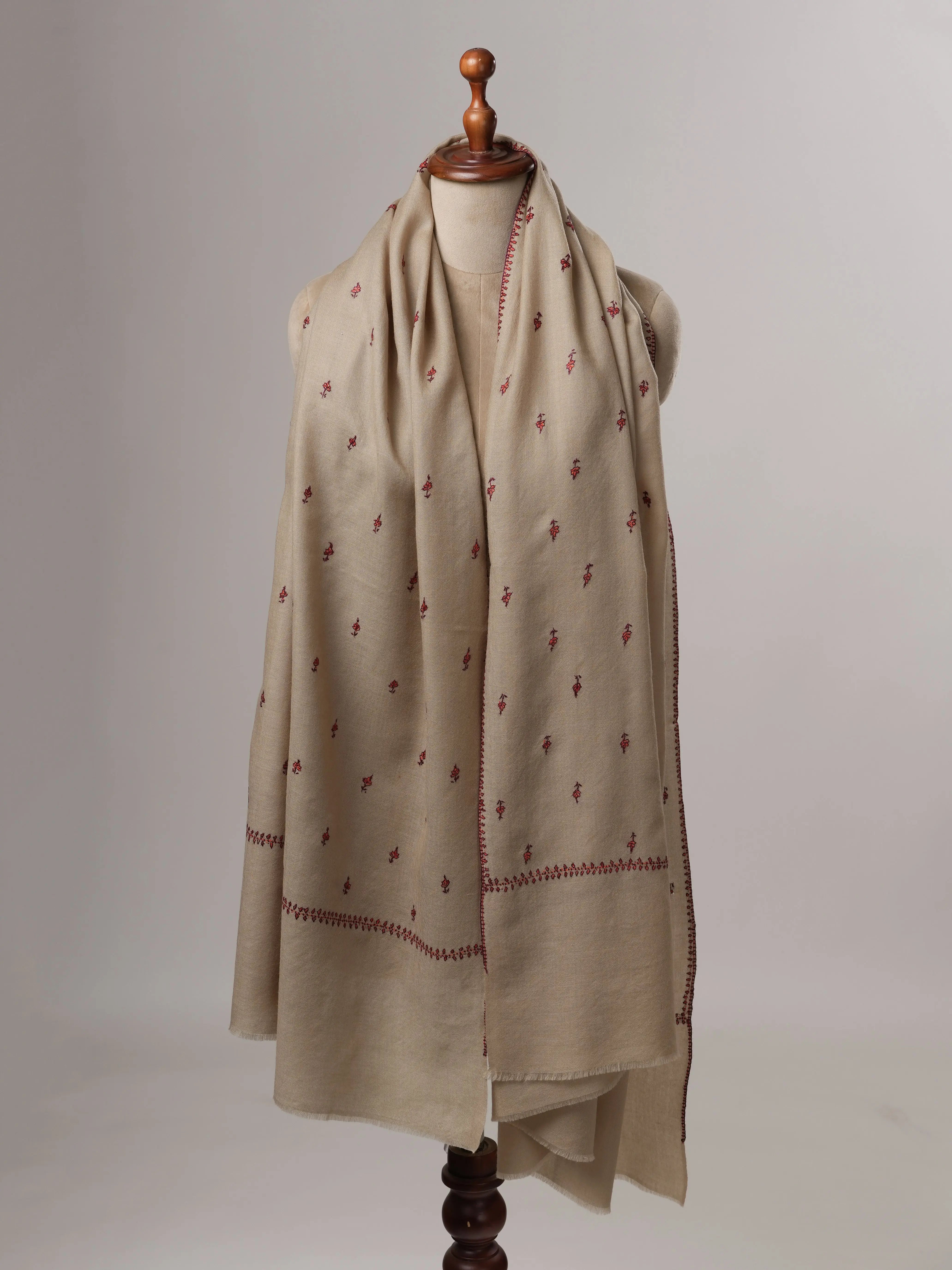 Hand Embroidered Machie Booti Fine Wool Shawl Shahkaar