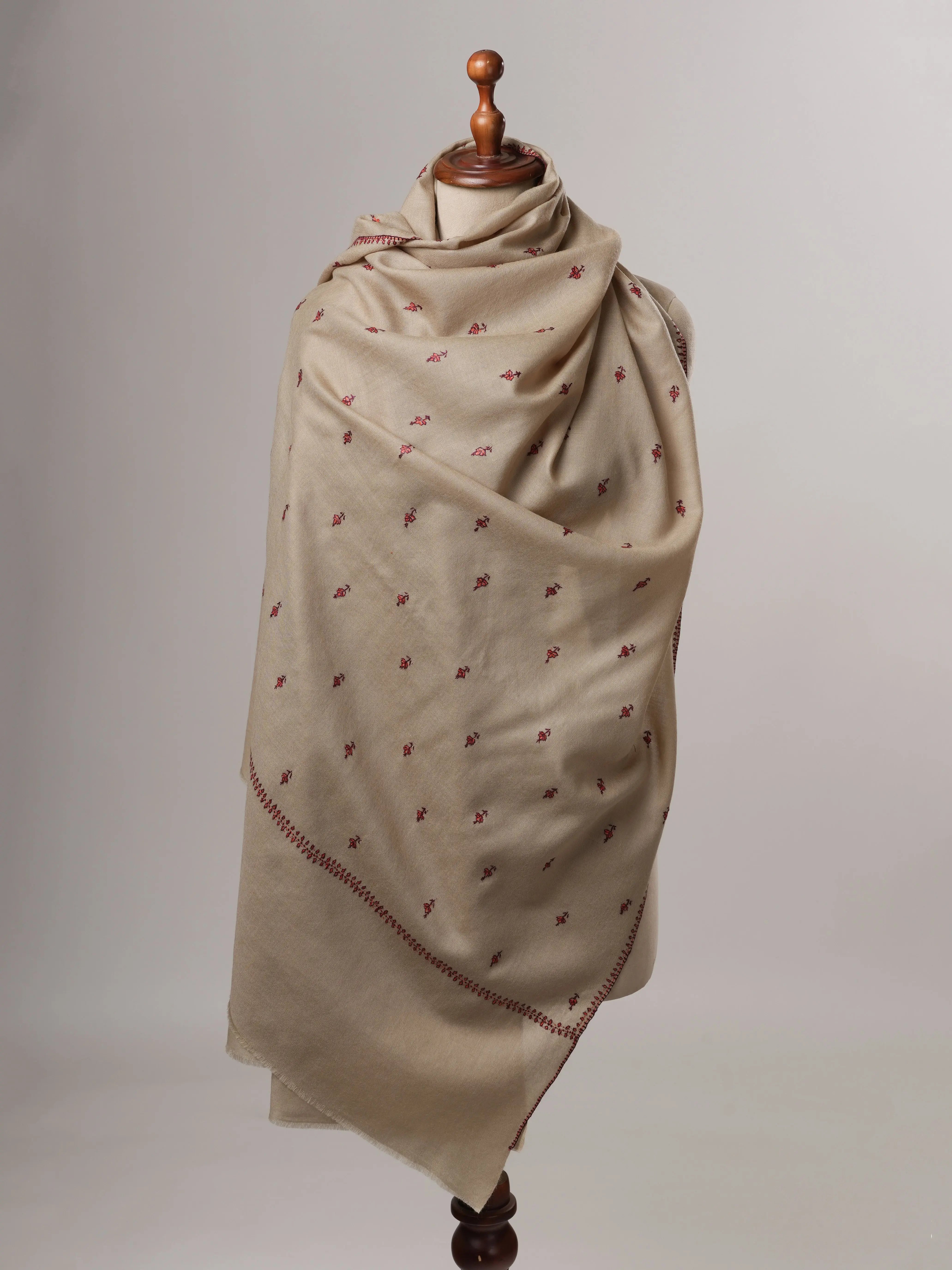 Hand Embroidered Machie Booti Fine Wool Shawl Shahkaar