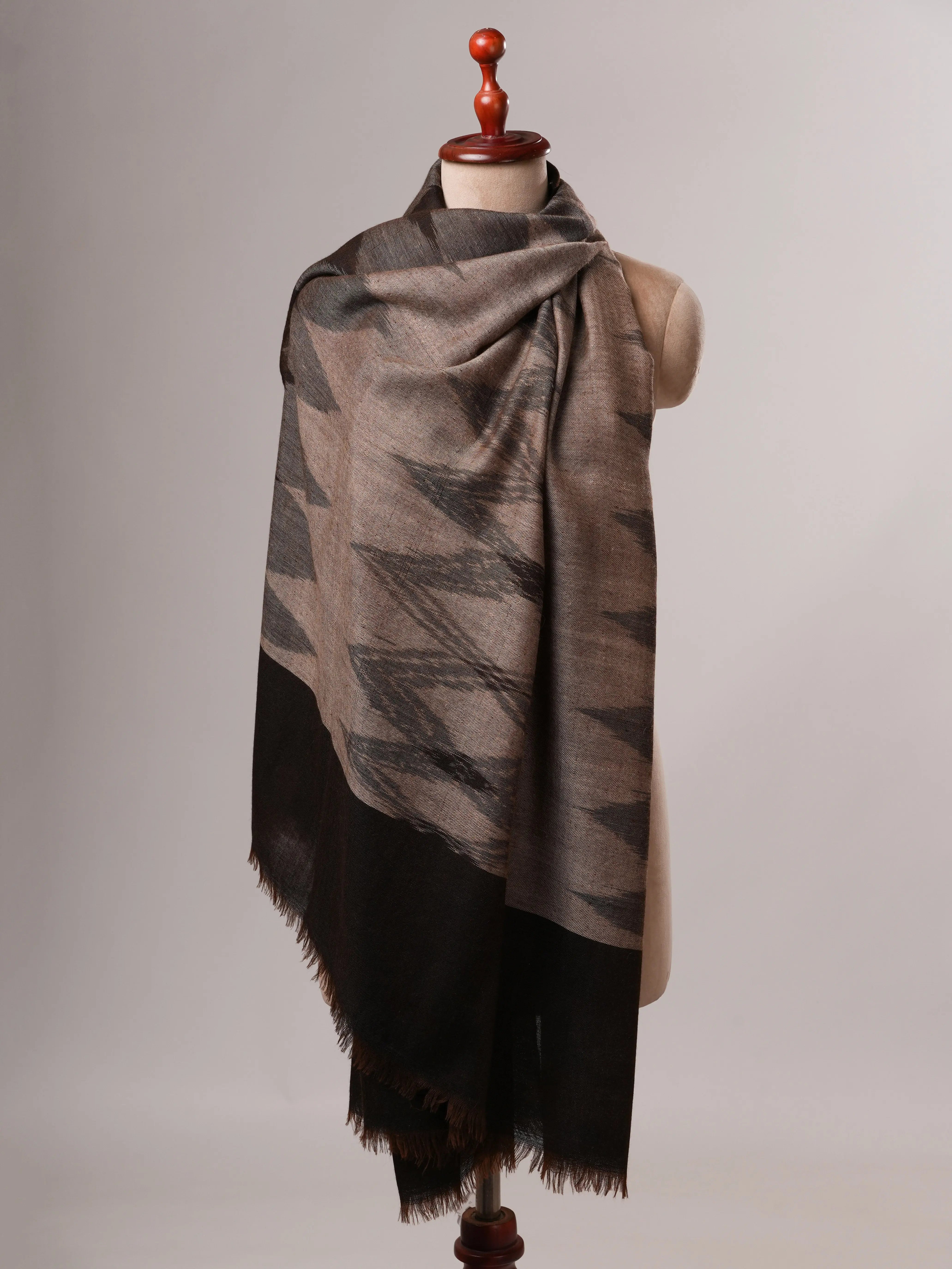 Luxury Handloomed Ikat Pure Pashmina Shawl Shahkaar