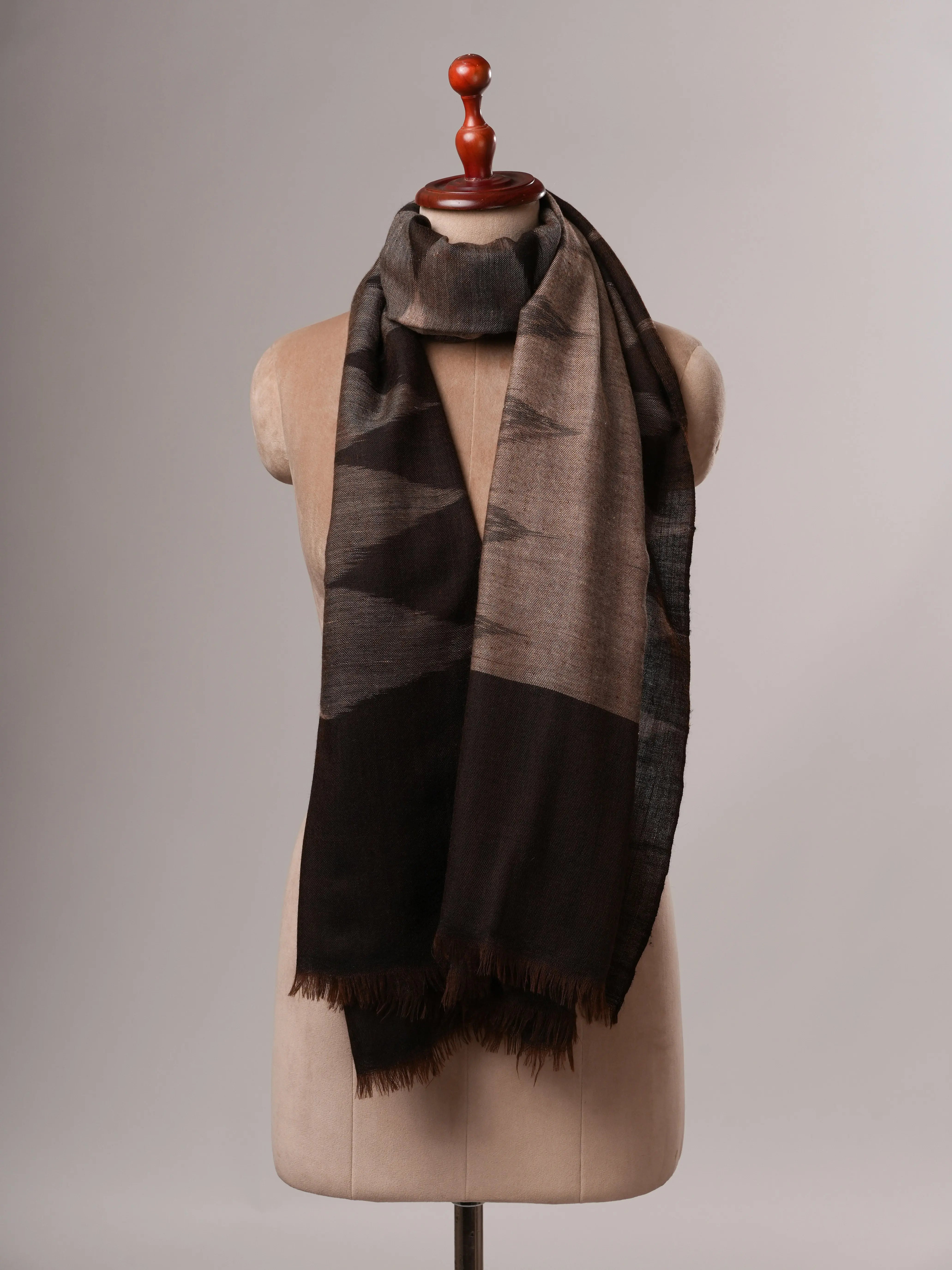 Luxury Handloomed Ikat Pure Pashmina Shawl Shahkaar