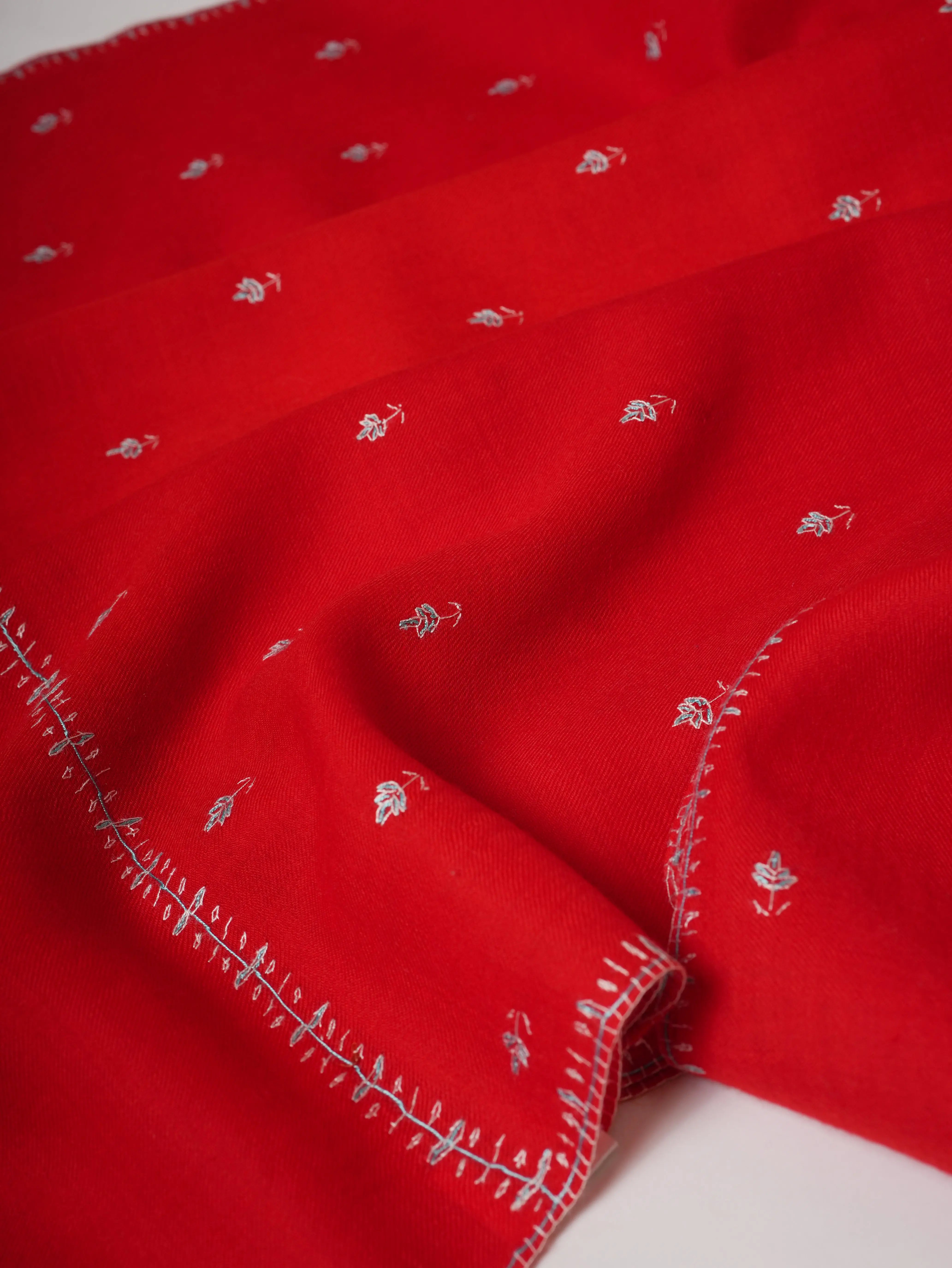 Machie Buteh Hand Embroidered Fine Wool Indian Shawl Shahkaar