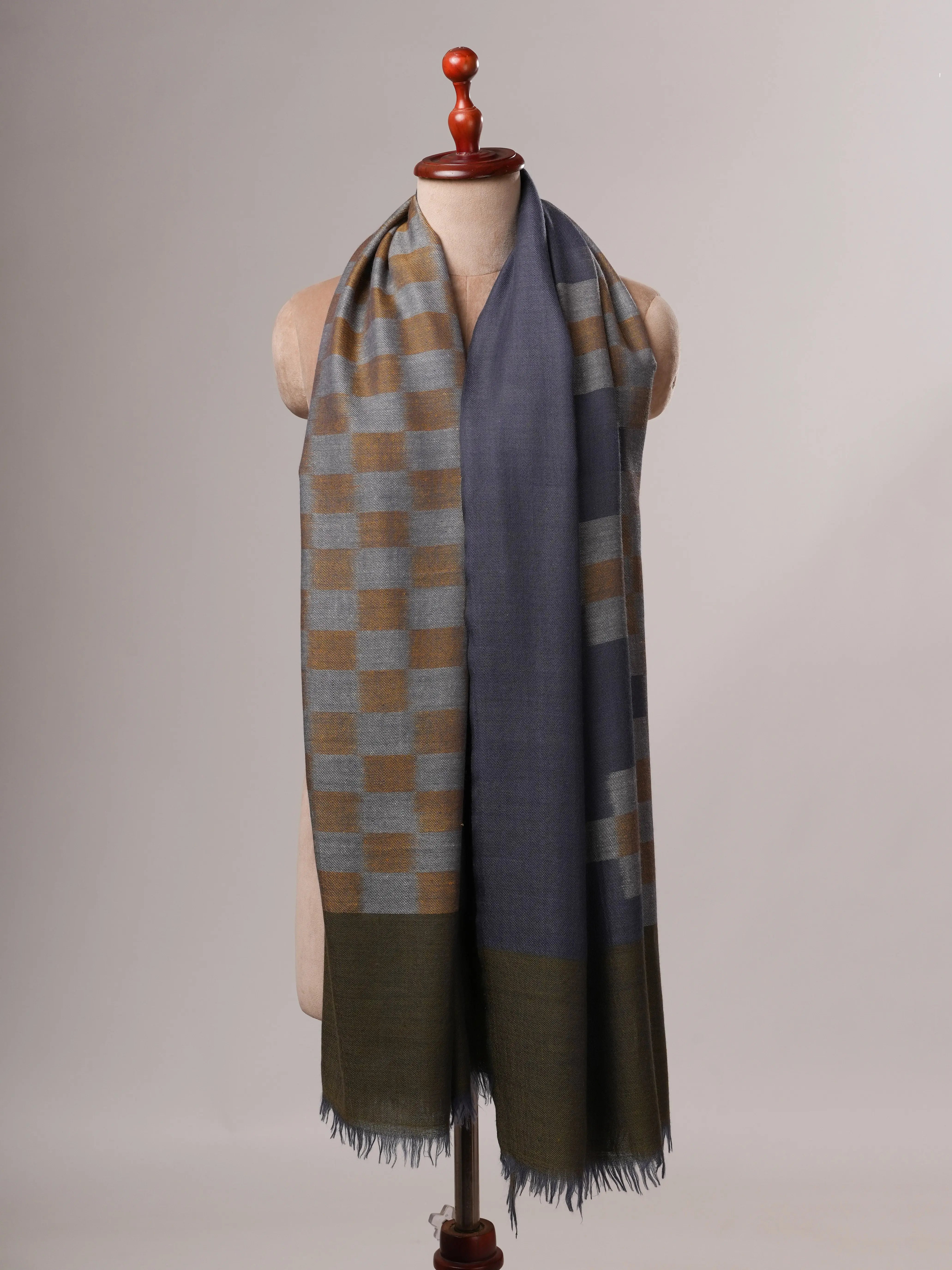 Contemporary Indian Ikat Weave Pashmina Shawl Shahkaar