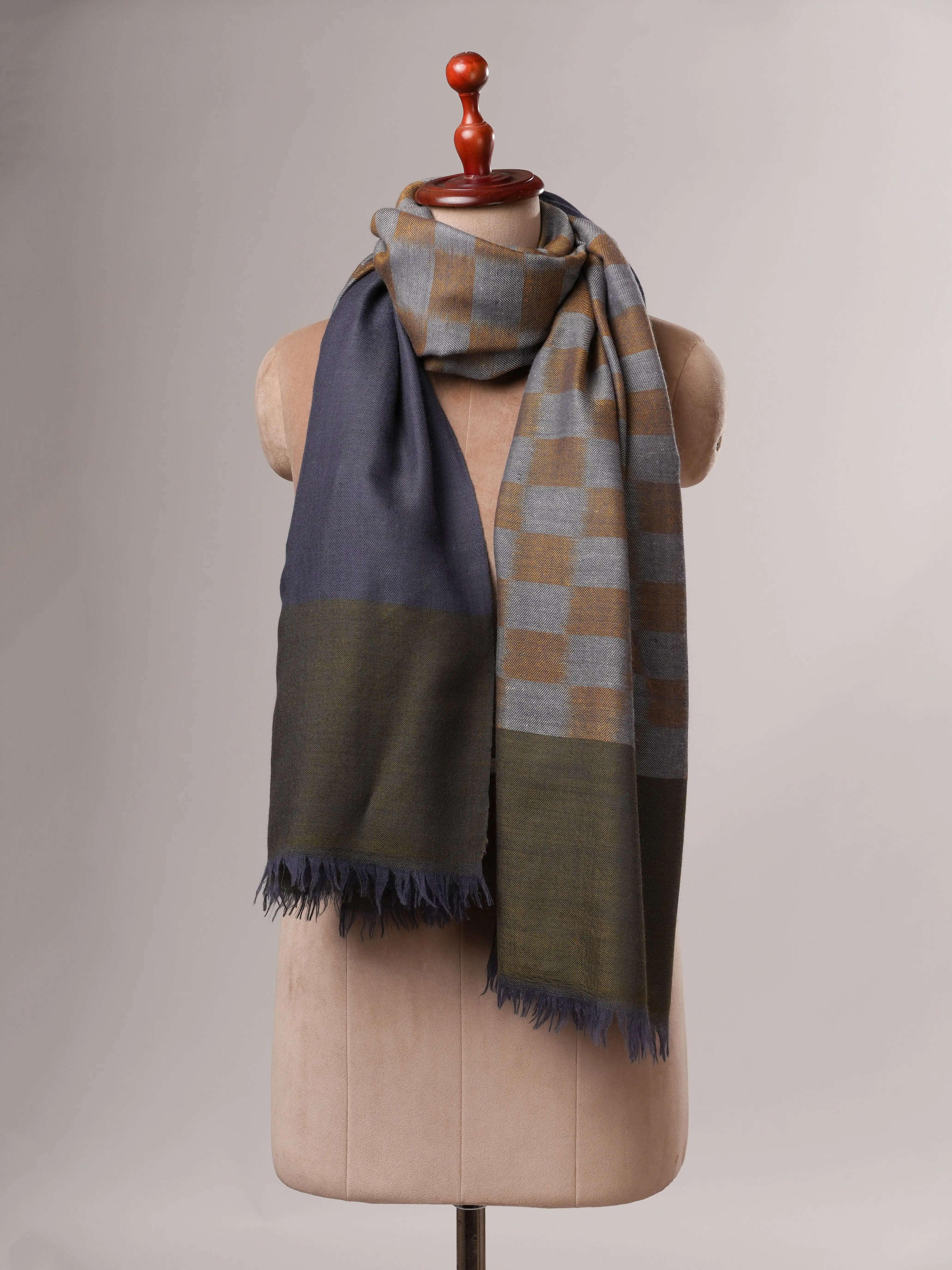 Contemporary Indian Ikat Weave Pashmina Shawl Shahkaar