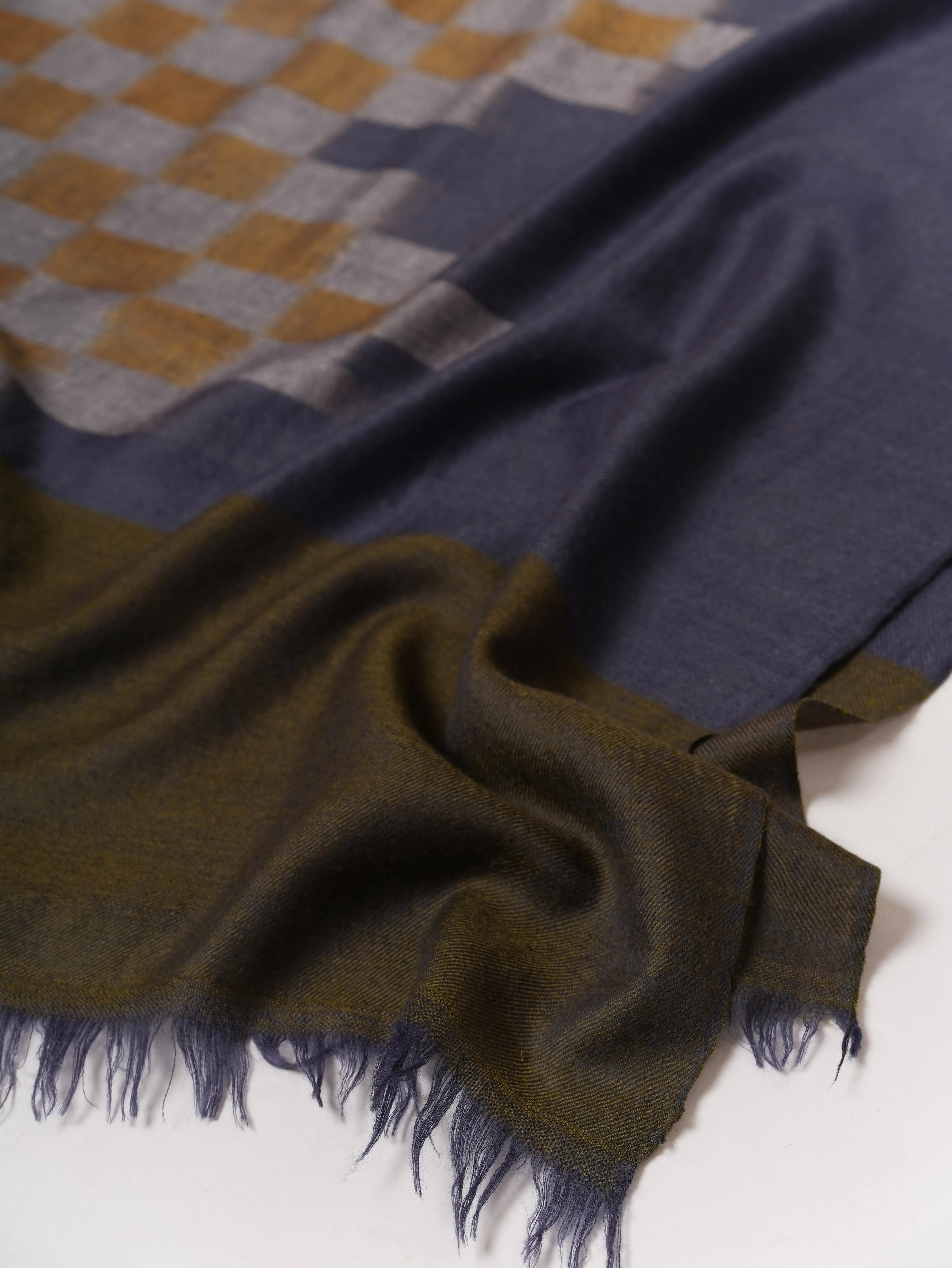 Contemporary Indian Ikat Weave Pashmina Shawl Shahkaar