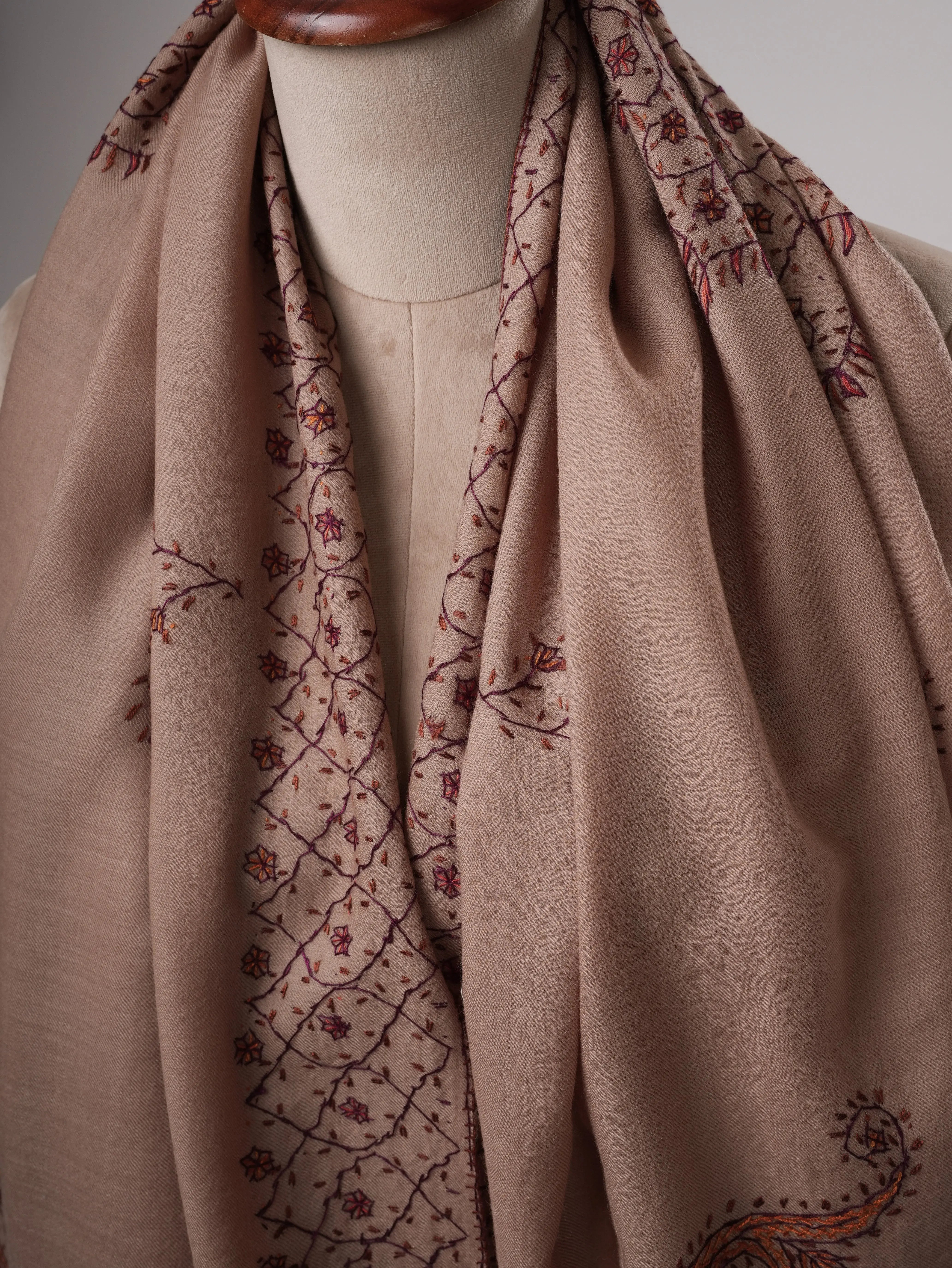 Fine Wool Indian Shawl with Hand Embroidery Shahkaar