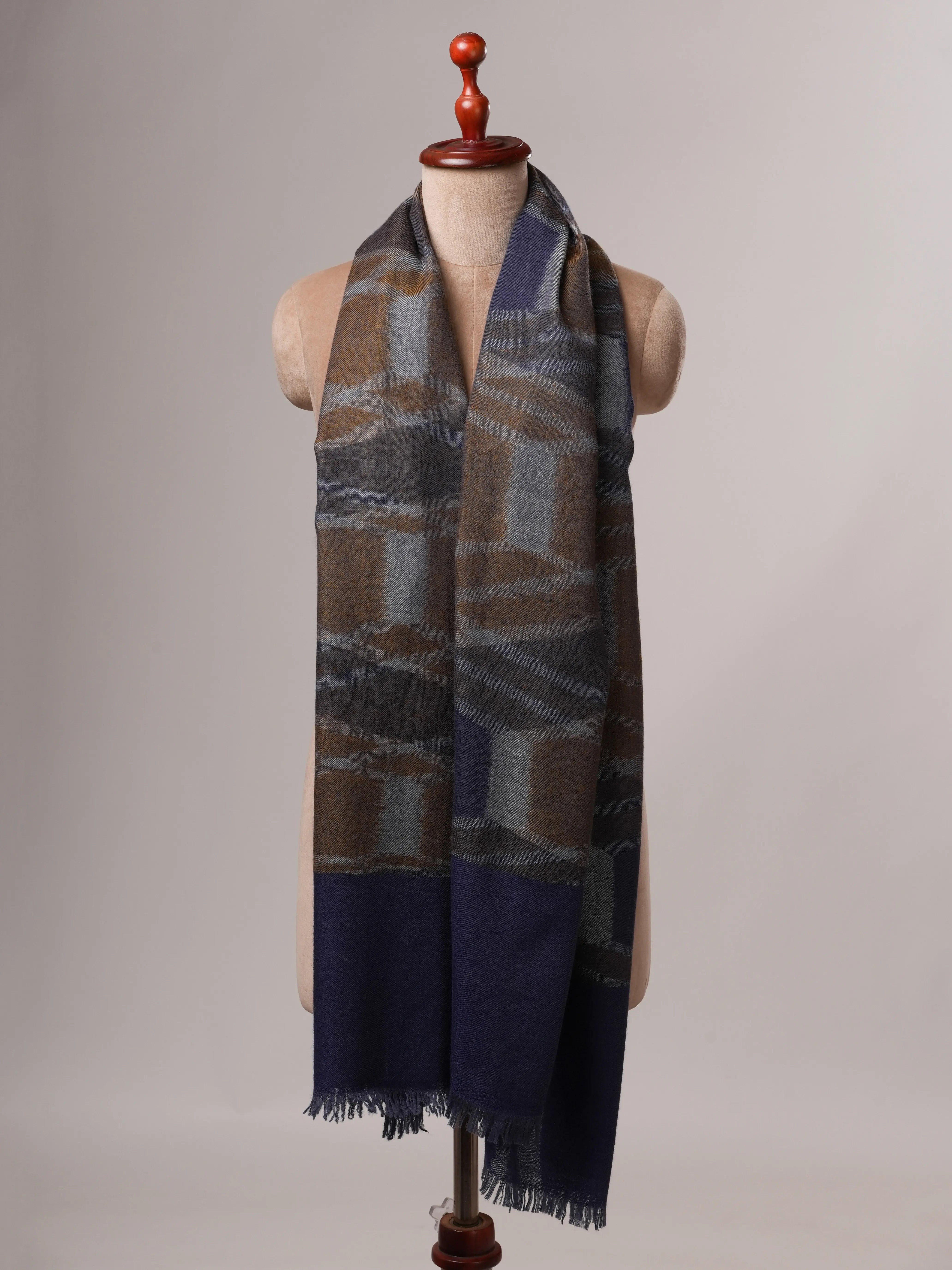 Contemporary Ikat Featherlight Pashmina Shawl Shahkaar